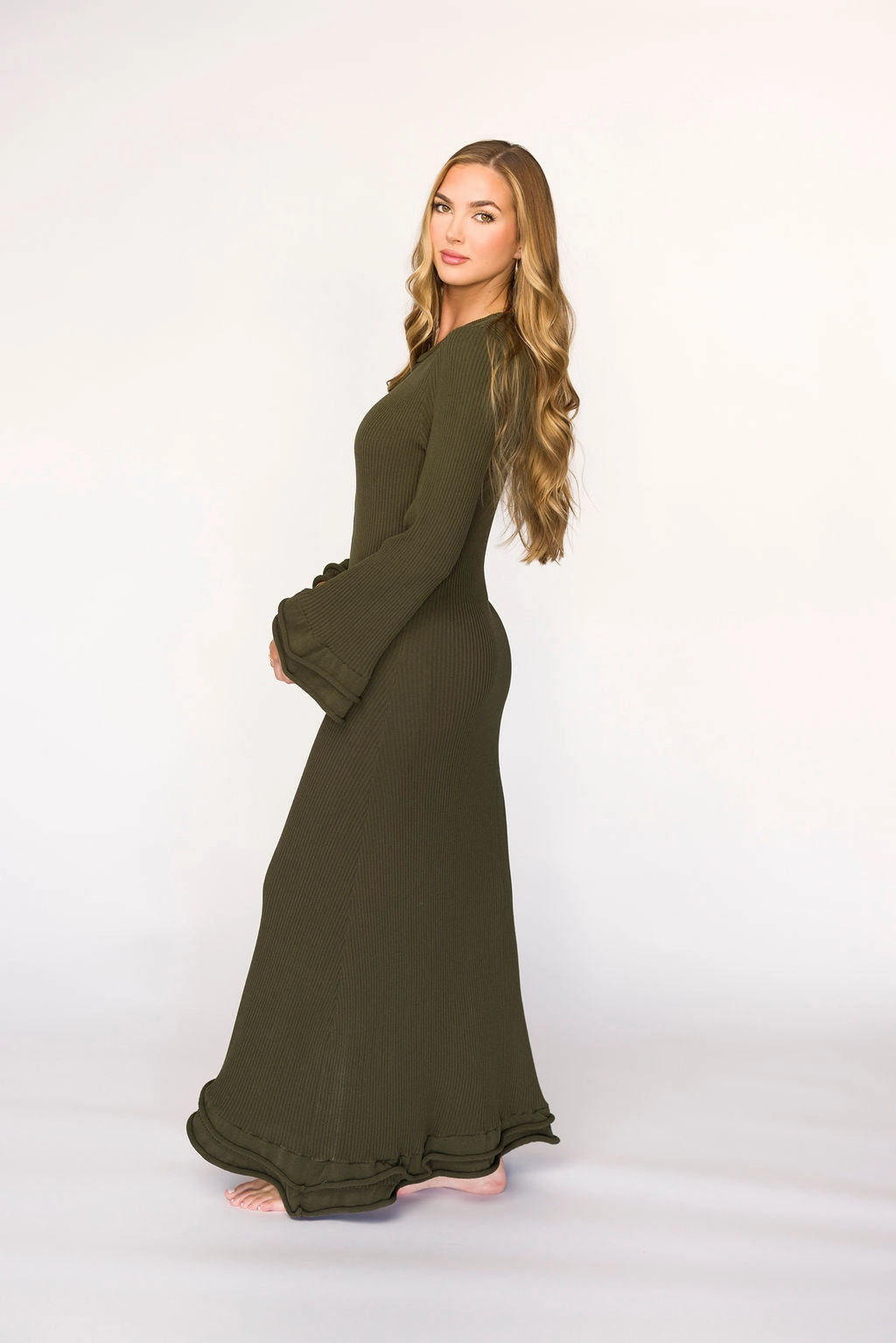Arlet Dress in Olive - Bump Friendly Stretchable All Wear