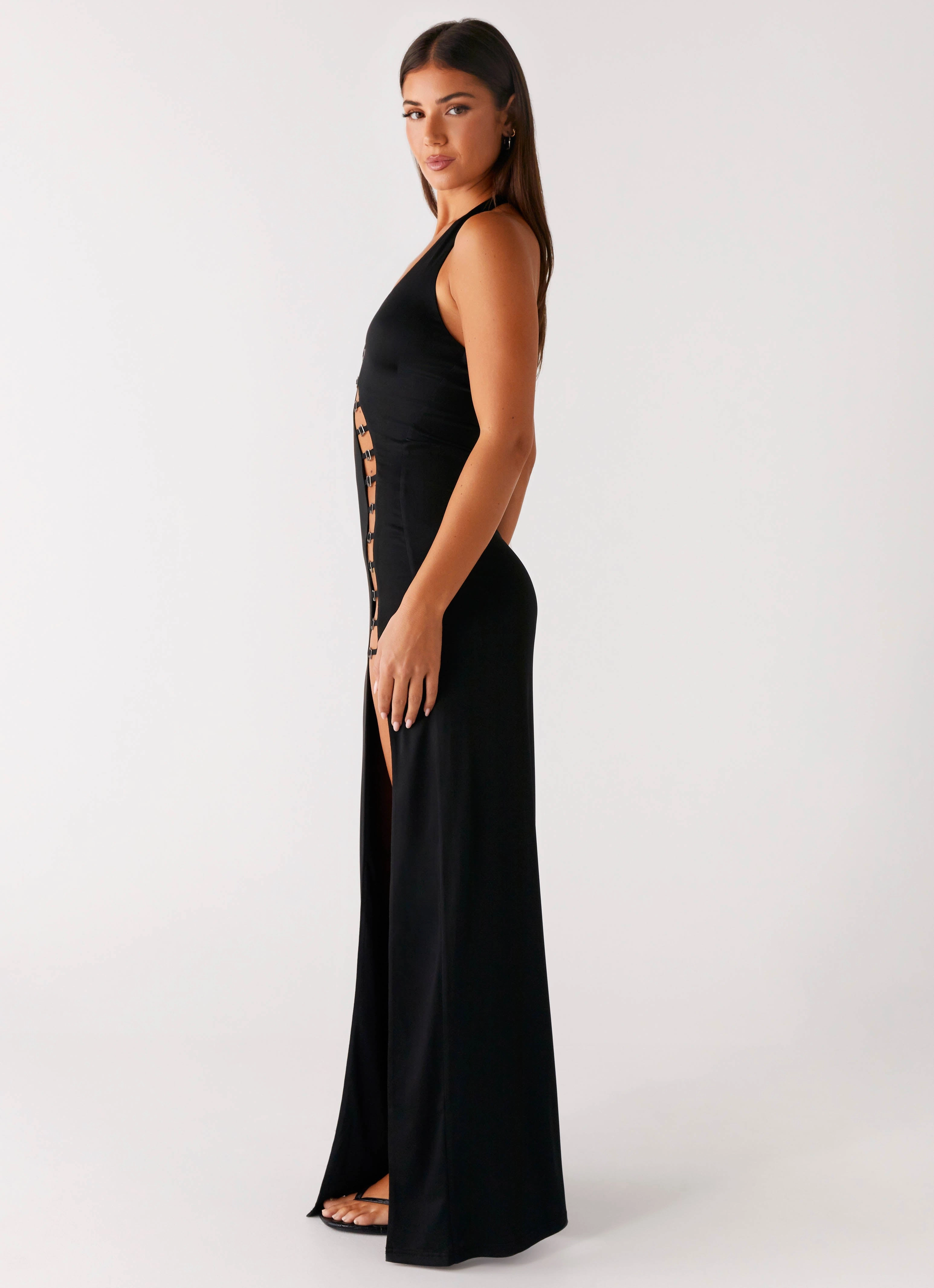 Midnight Dreams Maxi Dress - Black Relaxed Movement Side Slit