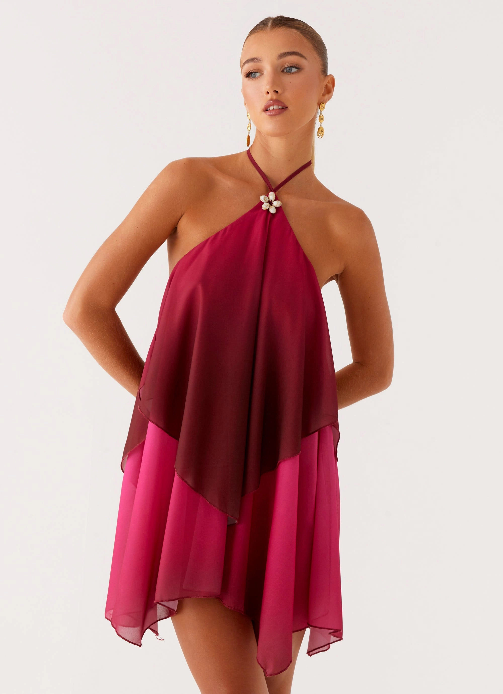 Twin Flame Mini Dress - Fuchsia Gradient Bright-colored piece