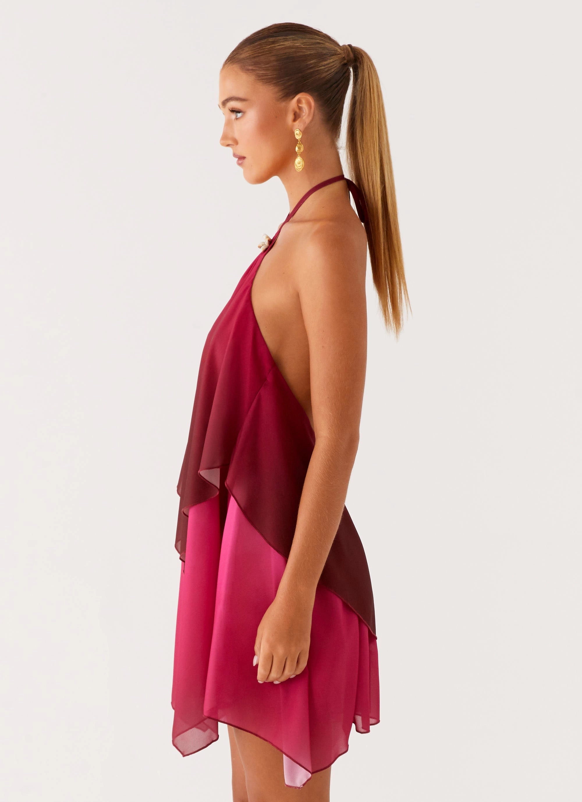 Twin Flame Mini Dress - Fuchsia Gradient Layered Movement New Mood