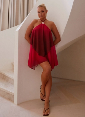 Twin Flame Mini Dress - Fuchsia Gradient Refined Stitch