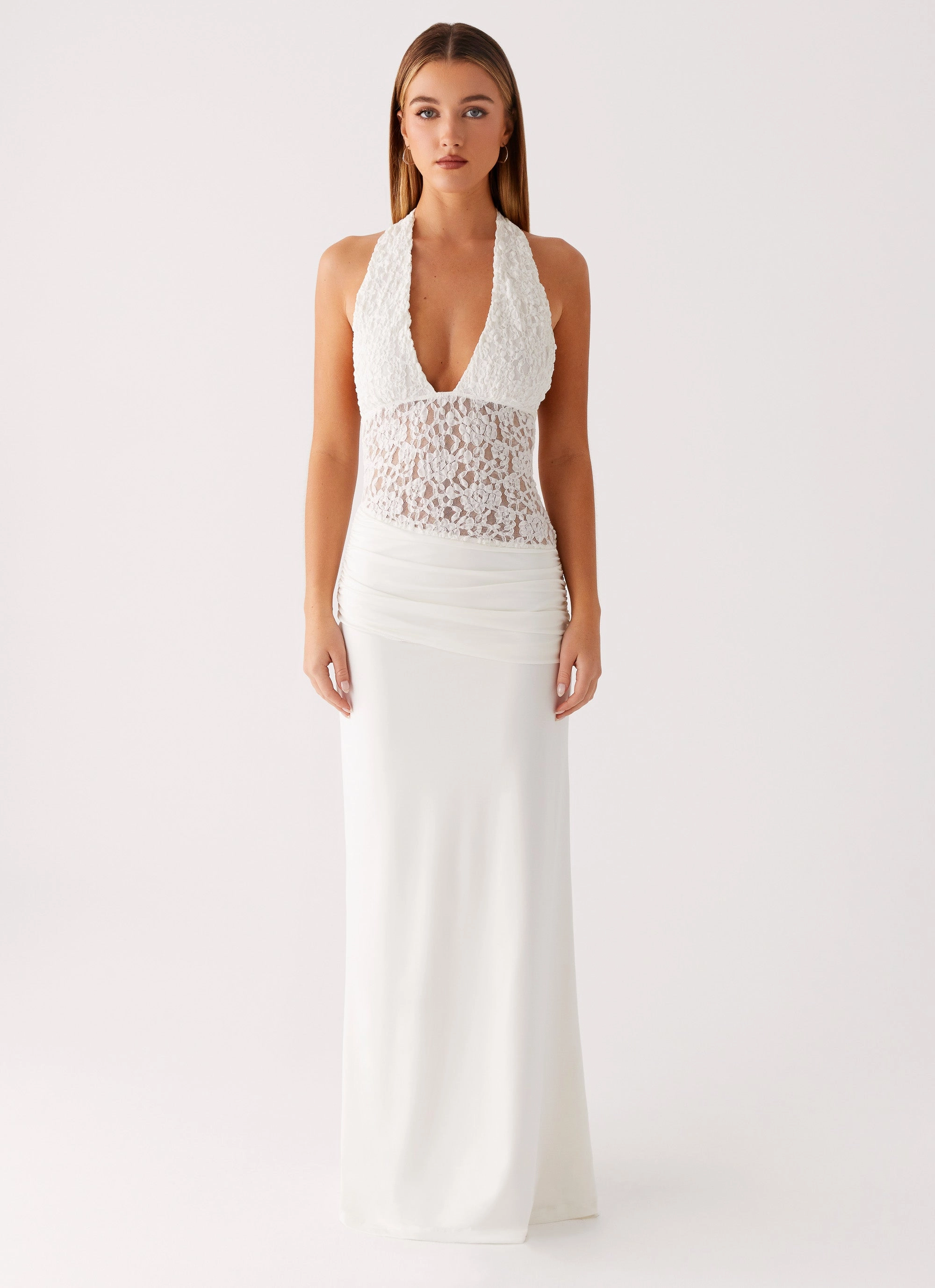 Fall Go Miri Halter Maxi Dress - Ivory