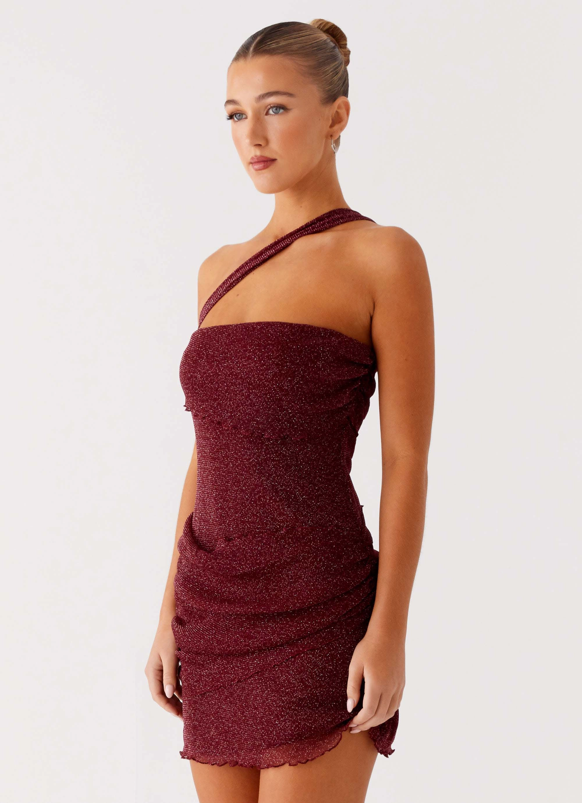 Bright-colored piece Form Flow Misty Mesh Mini Dress - Maroon