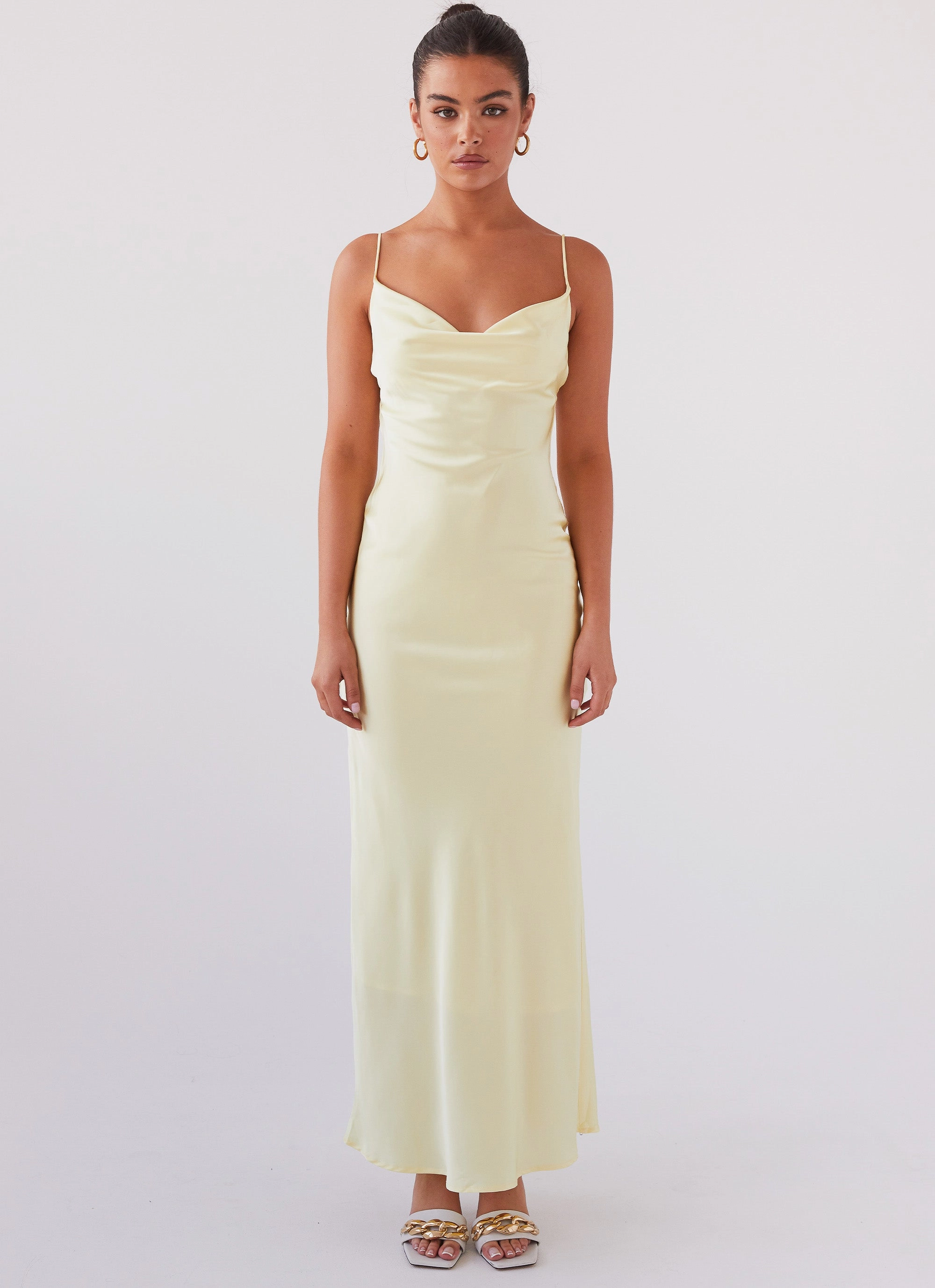 Joanna Satin Maxi Dress - Lemon Stylish Fit