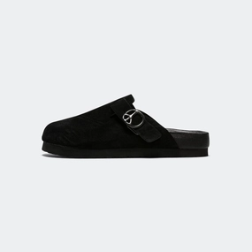 Every Fit Casual Flats Clog Sandal - Black Suede Leather