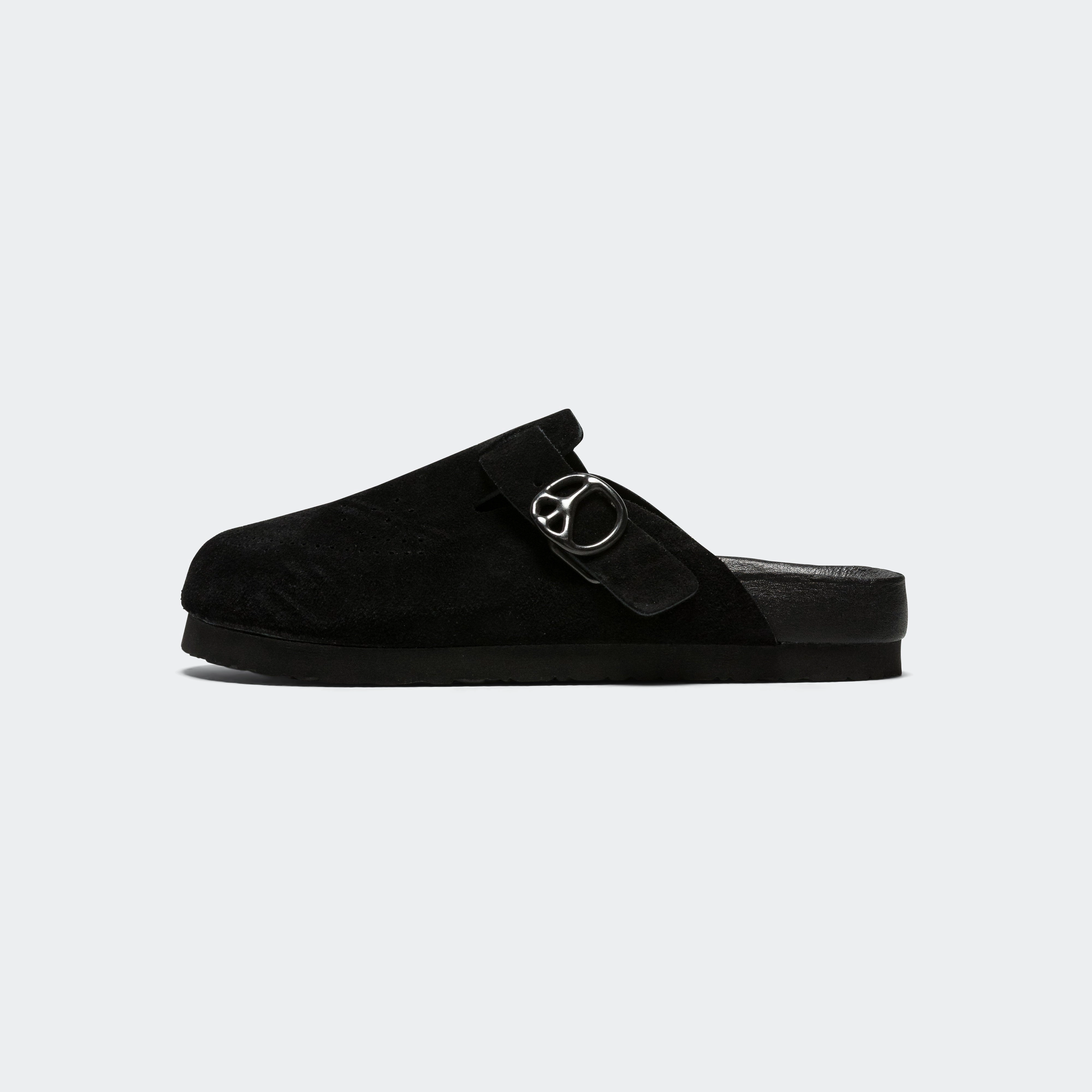 Every Fit Casual Flats Clog Sandal - Black Suede Leather