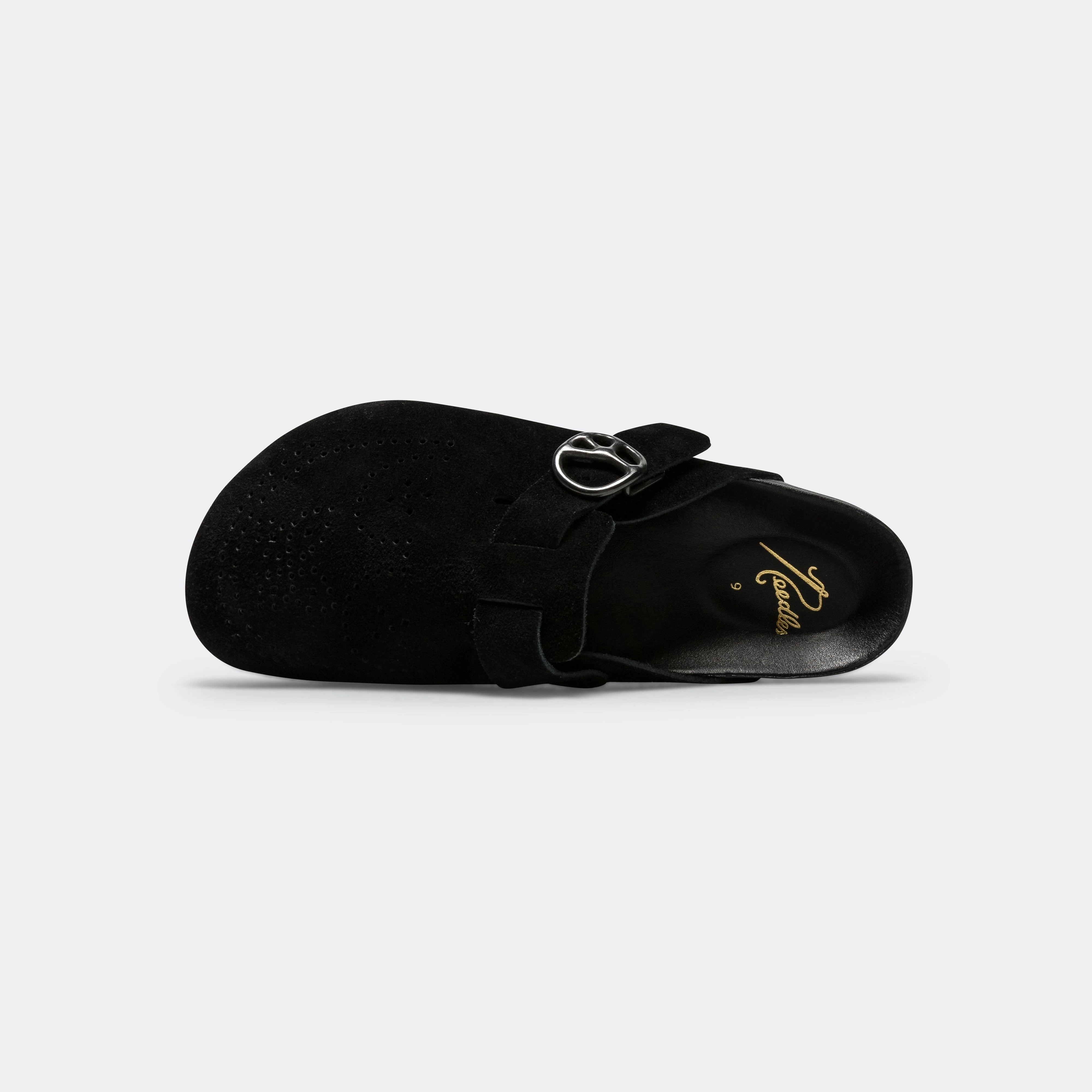 Clog Sandal - Black Suede Leather Light Touch Plantar Support
