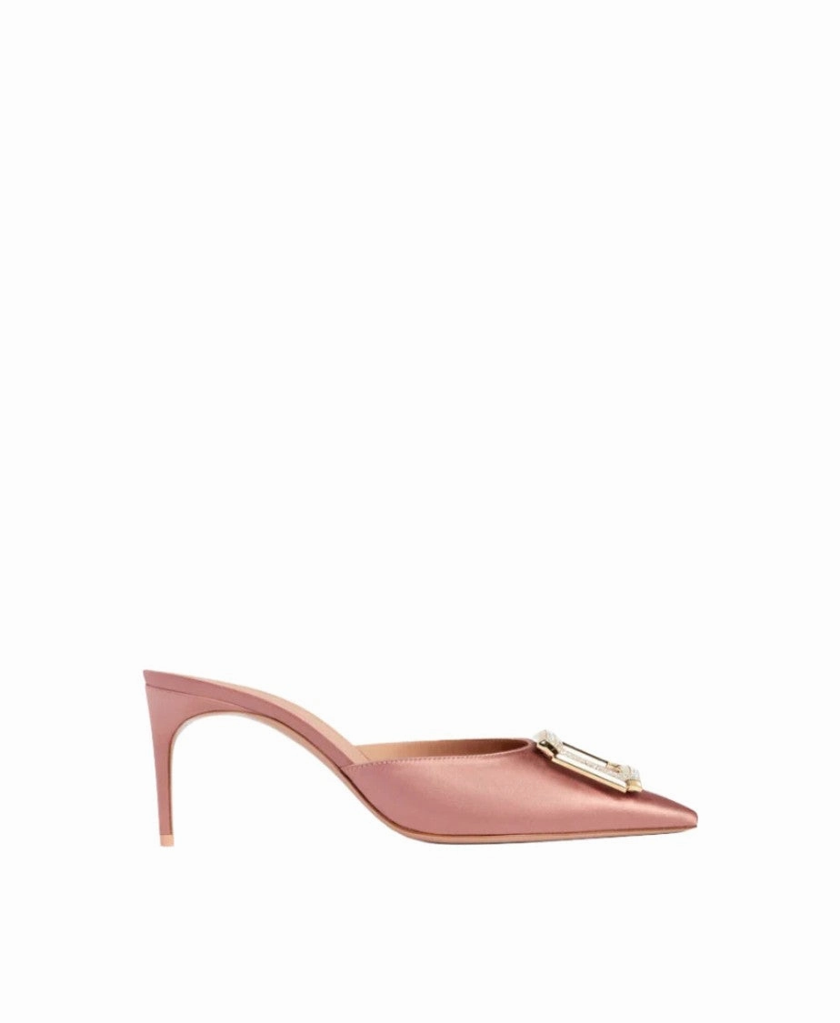 Mona 70 Satin Blush Mules Low Heel Relaxed Fit Shoes