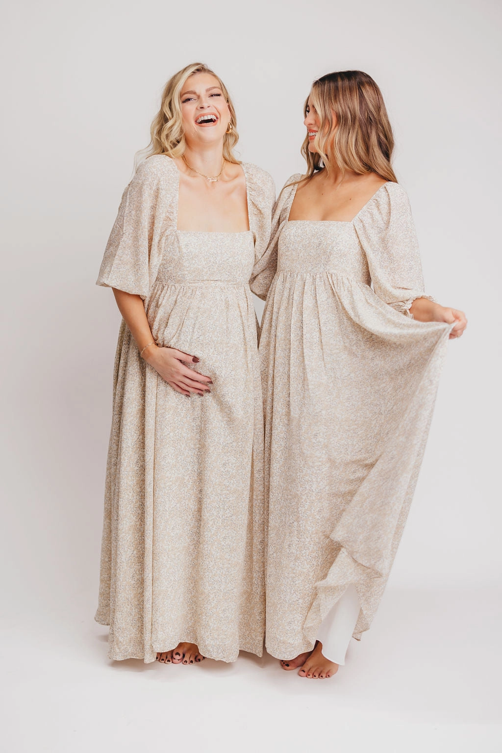 Mona 'Love Story' Maxi Dress - Bump Friendly and Inclusive Sizing (S-3XL) Belt Waist Non-Iron