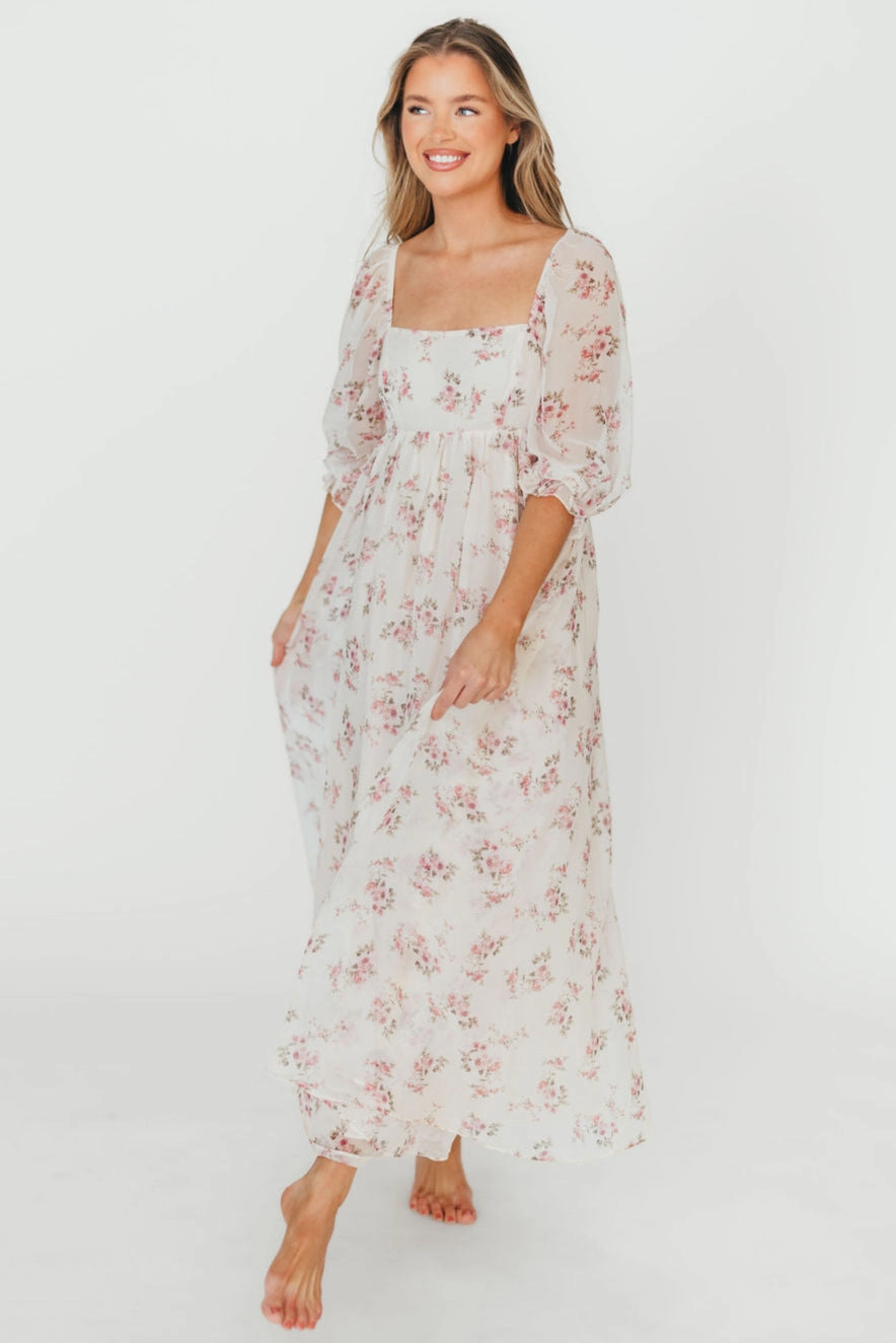 Smooth Design Urban Favorite Mona Maxi Dress in Pink Floral *Final-Sale*