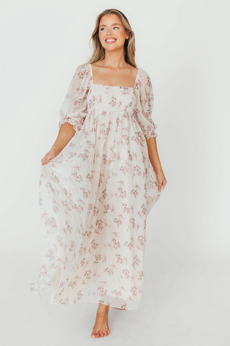 Trendy And Comfortable Mona Maxi Dress in Pink Floral *Final-Sale*