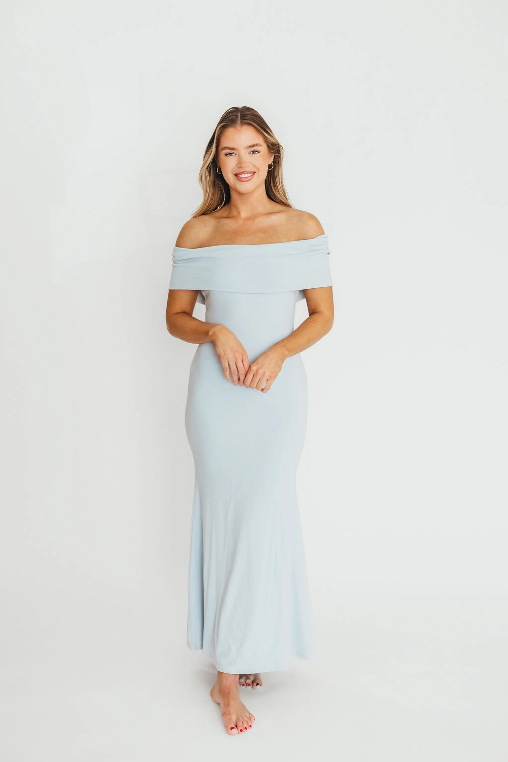 Monroe Maxi Dress in Blue - Bump Friendly Thermal-Lined Breathable Design