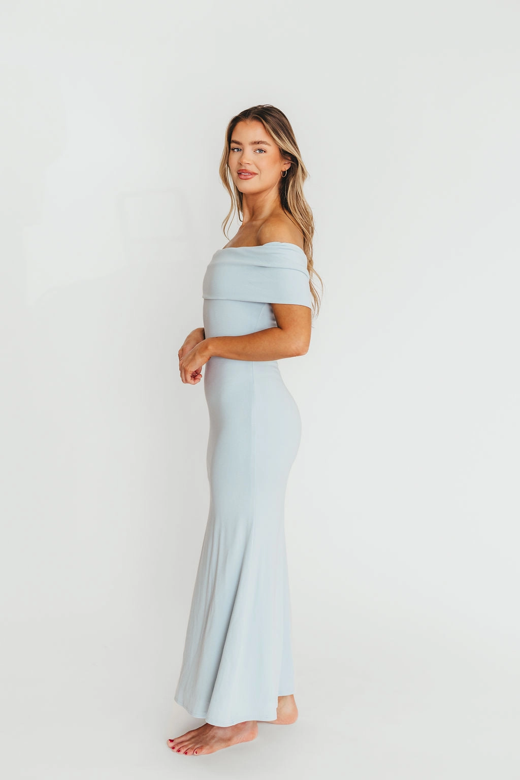 Flattering and Effortless Monroe Maxi Dress in Blue - Bump Friendly
