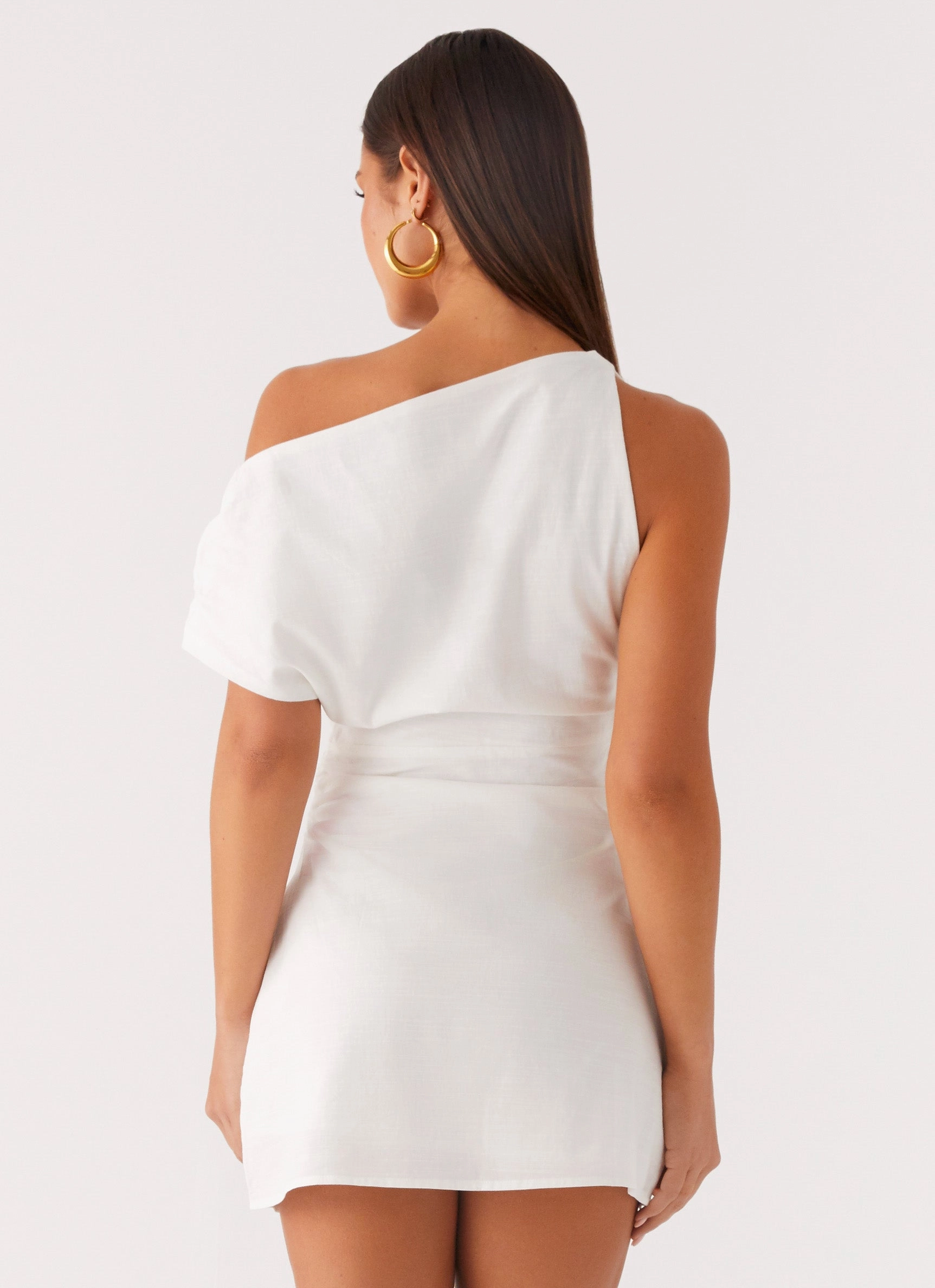 Luxe Touch Moonlight Oasis Asymmetrical Mini Dress - Off White