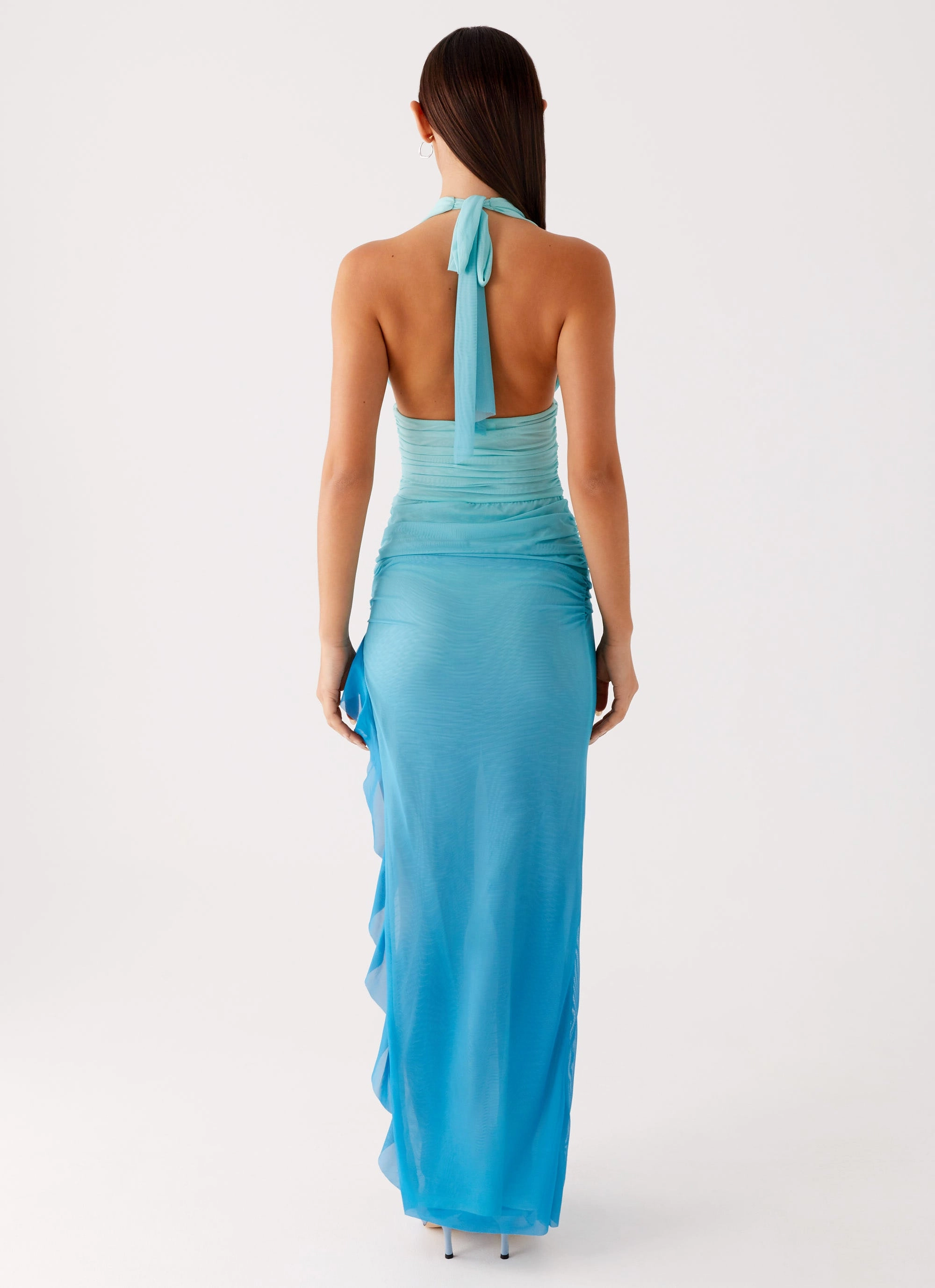 Moraya Halterneck Maxi Dress - Blue Gradient Stylish and Comfortable Fresh Form