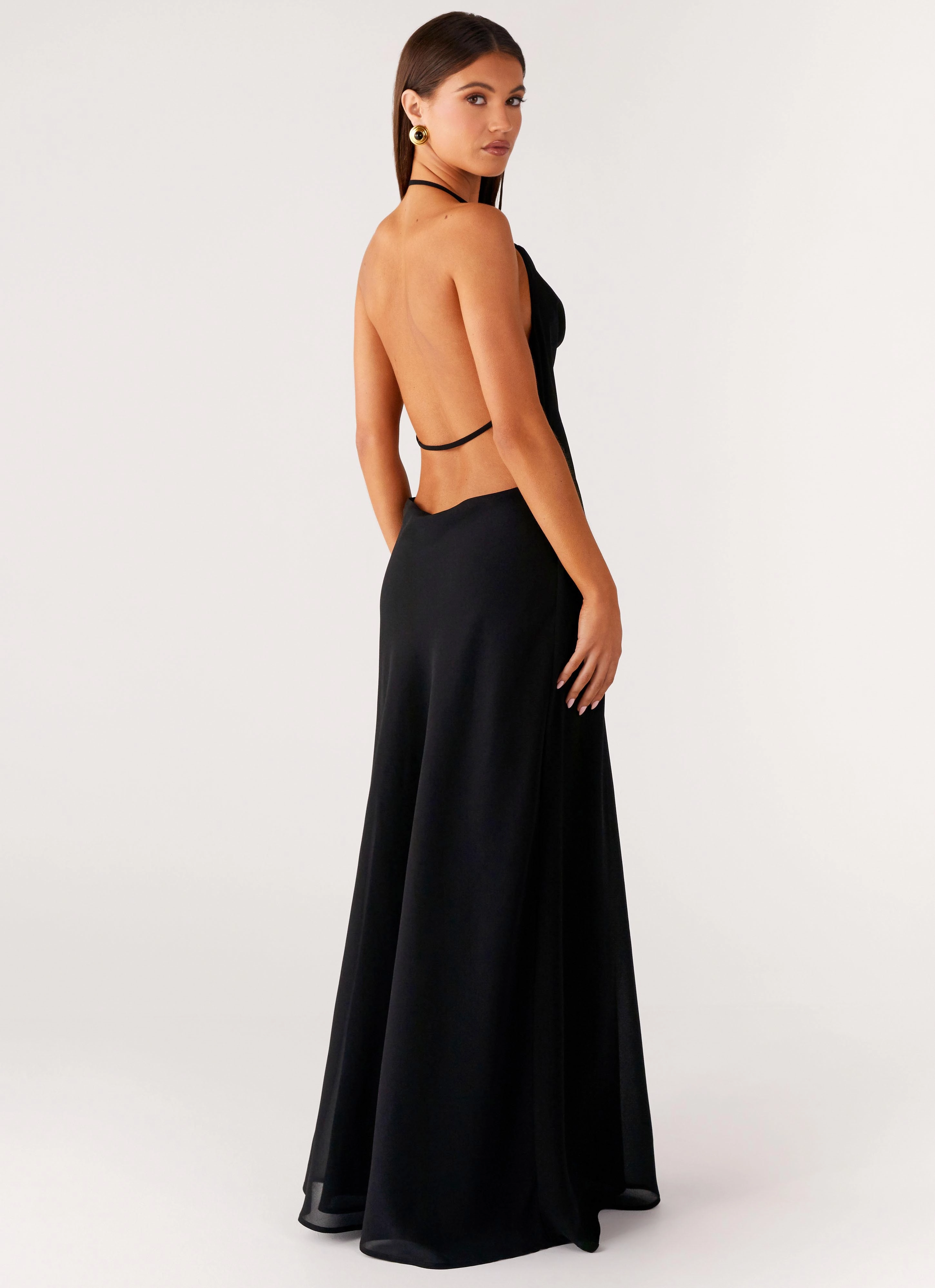 Morning Crush Cowl Maxi Dress - Black Casual and Comfy