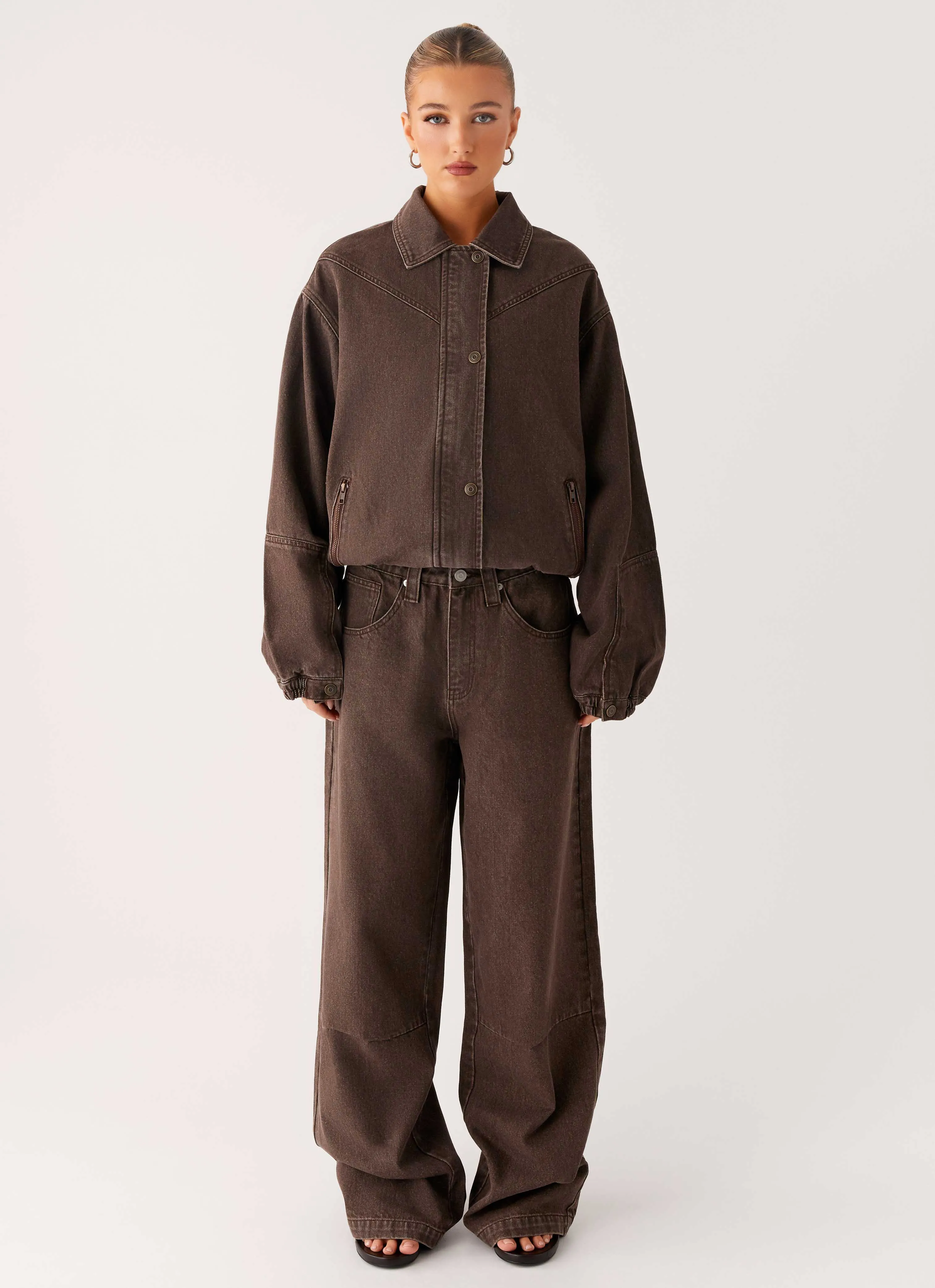 Midwest Washed Denim Bomber Jacket - Light Wash Chocolate Dream Quick Drying