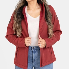 Women's Soft Shell Jacket - Red Plum Layered Collar Design