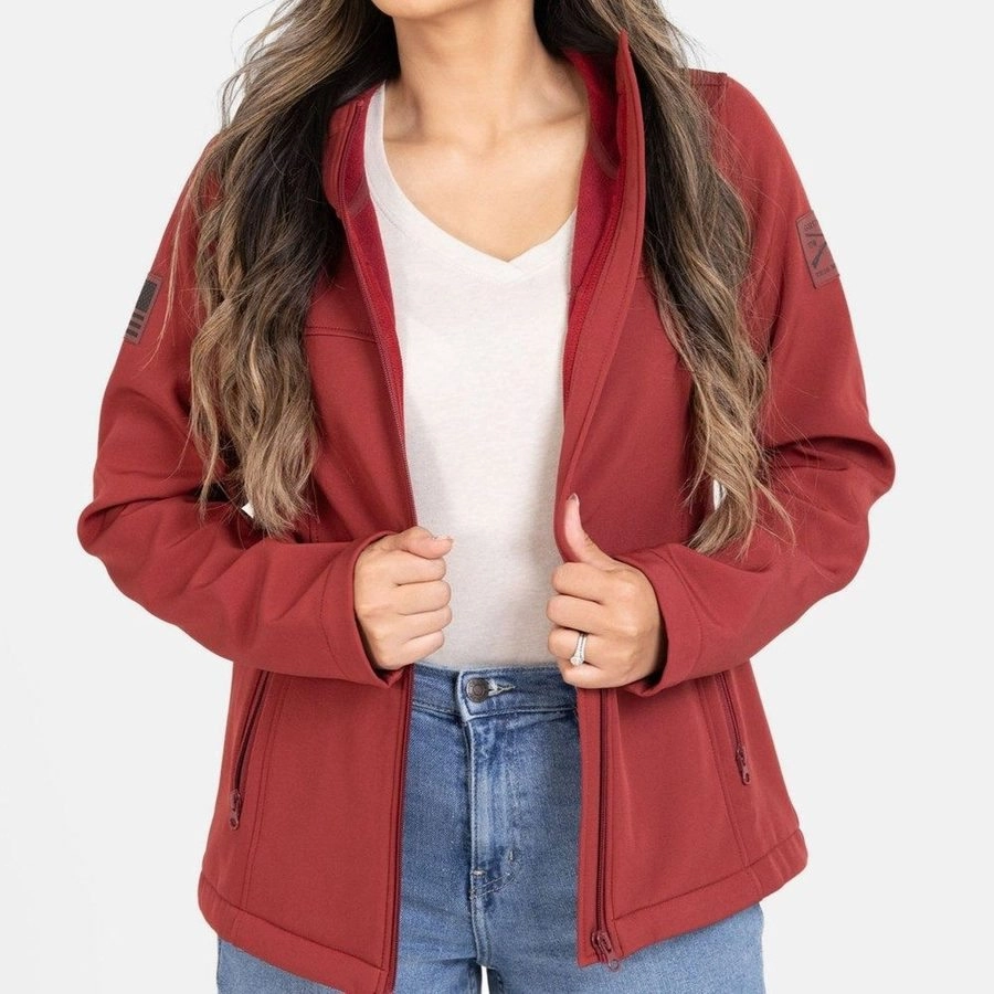 Women's Soft Shell Jacket - Red Plum Comfort Fit Cut Flex Fit Fabric