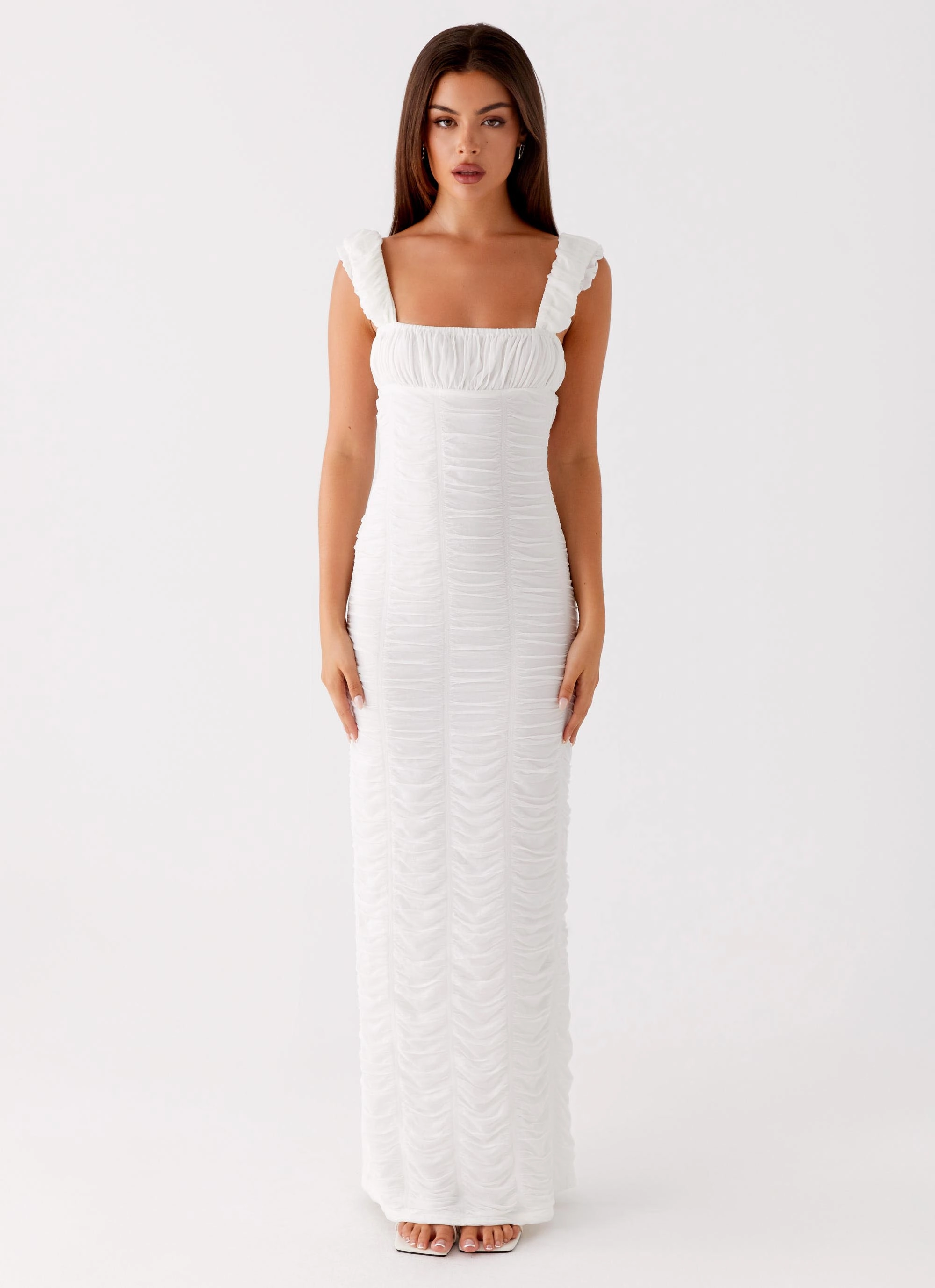 Senses Midi Dress - White Spring-Season Bold Pattern