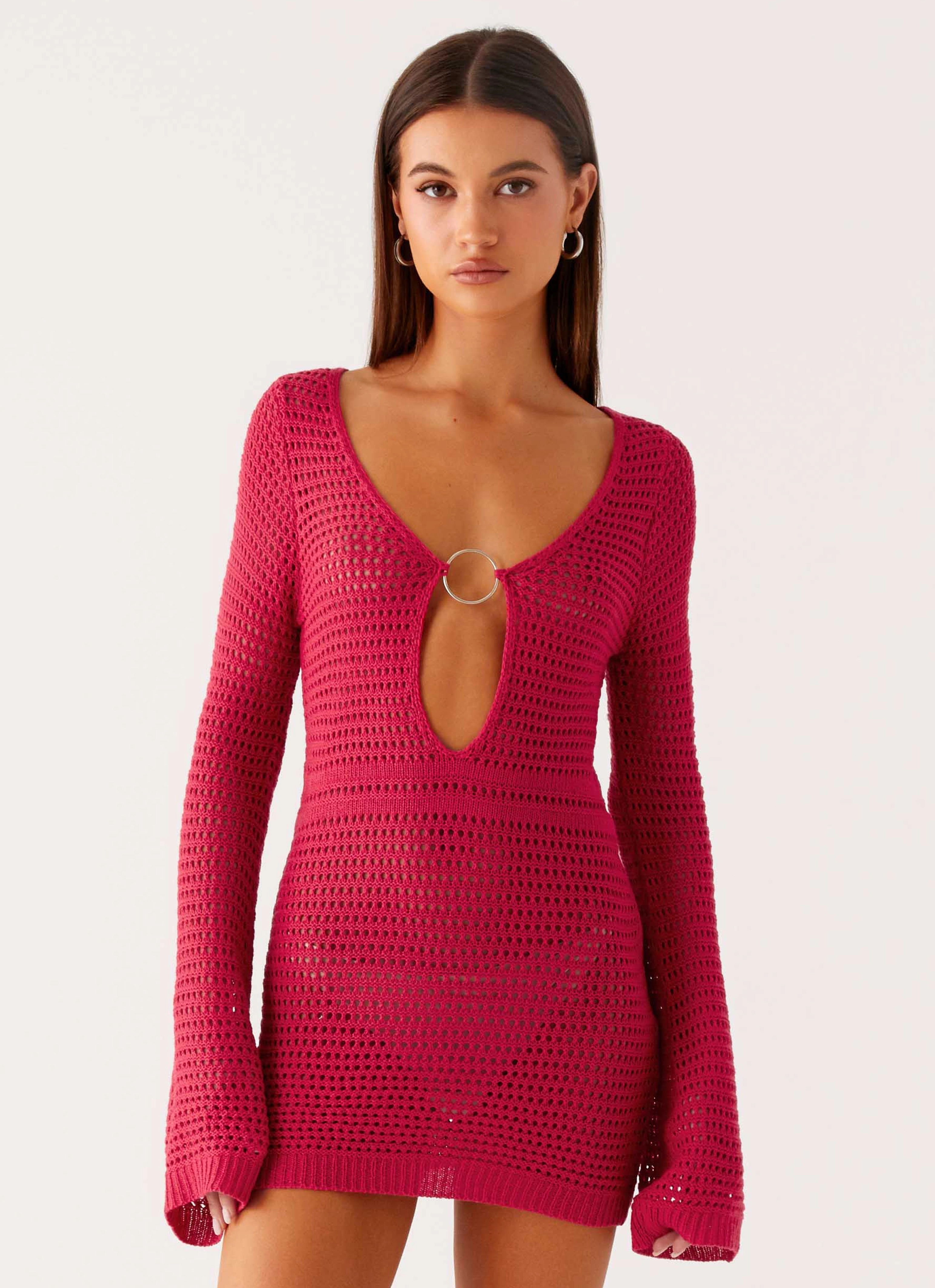 Sunriser Crochet Mini Dress - Pink Minimal Motion
