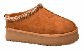 Women's Pillow Talk Platform Mule Slipper In Brown Suede Simple Travel Sandals