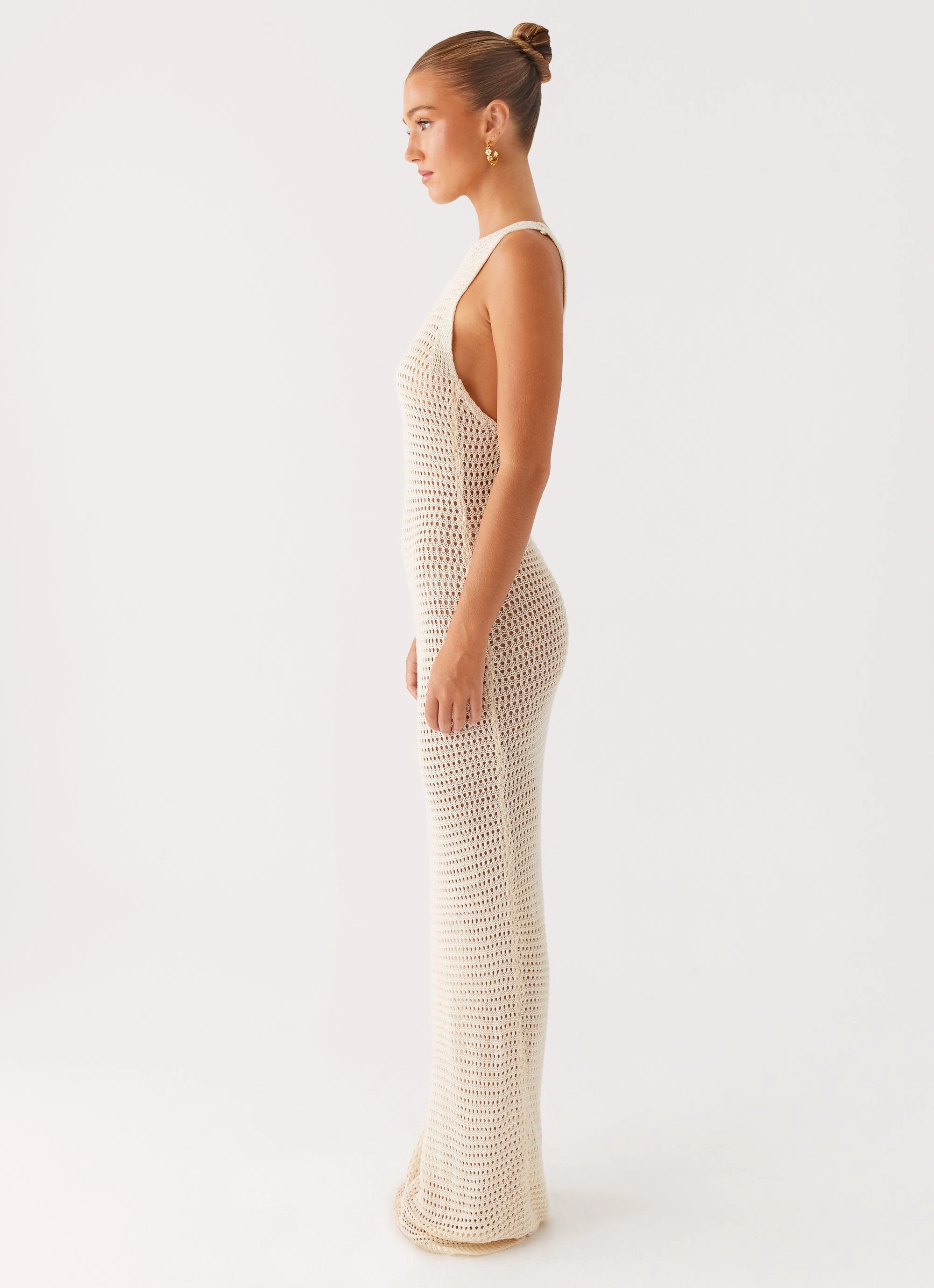 Feminine Details Outfit Core Beach House Crochet Maxi Dress - White