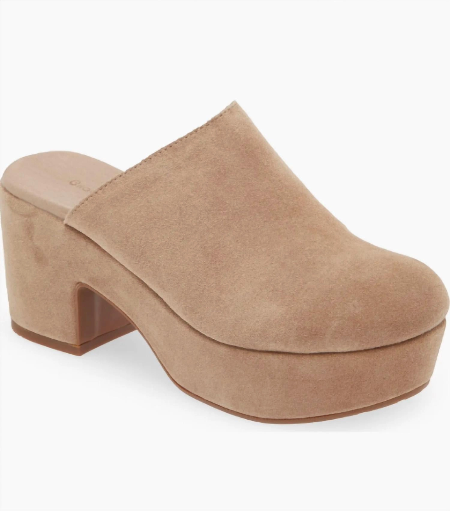 Slip Fit Air Walk Women Ginette Platform Clog In Latte Suede