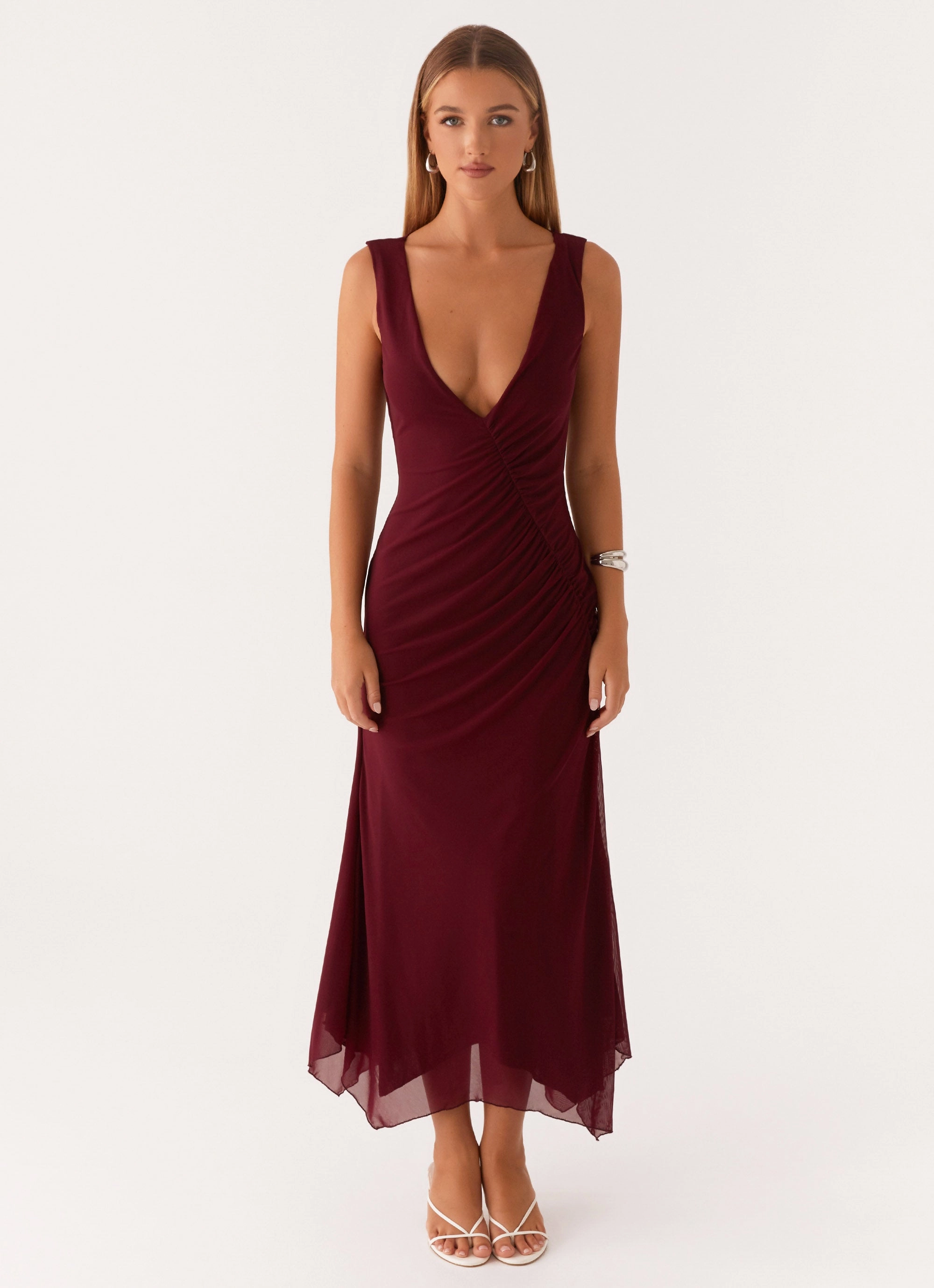 Murphy Maxi Dress - Deep Maroon Low-Waist Red-Carpet