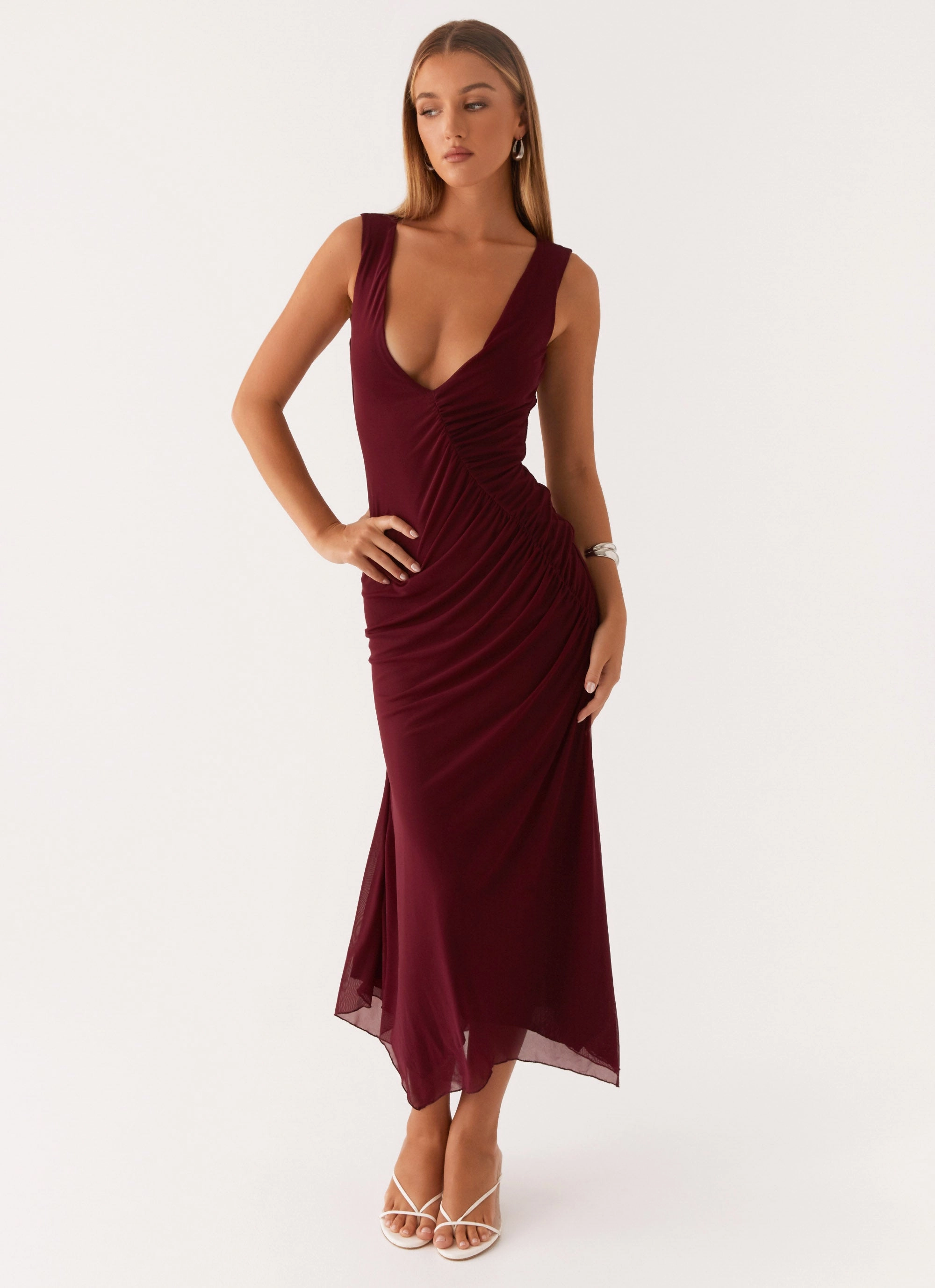 Murphy Maxi Dress - Deep Maroon Chic Mom City Ready