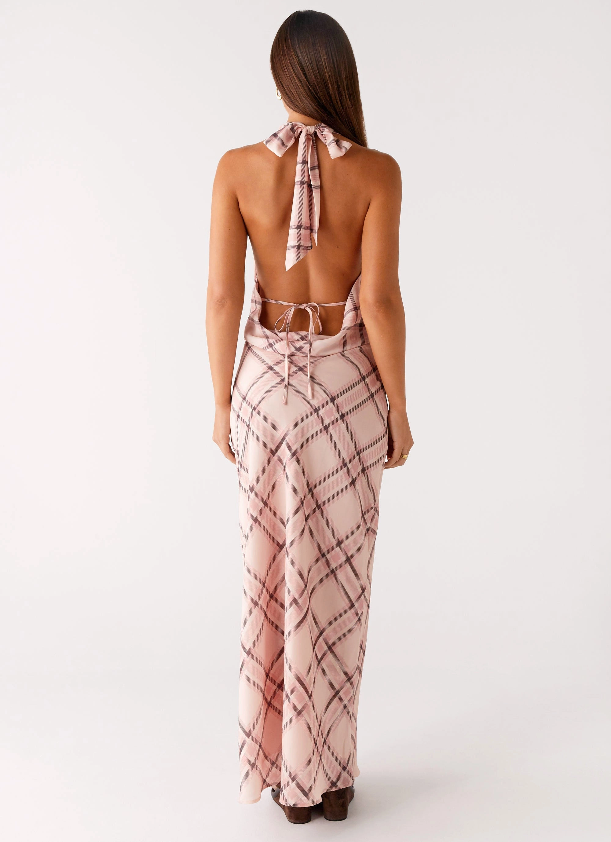 Muse Maxi Dress - Pink Check Repair-Friendly Timeless Fit