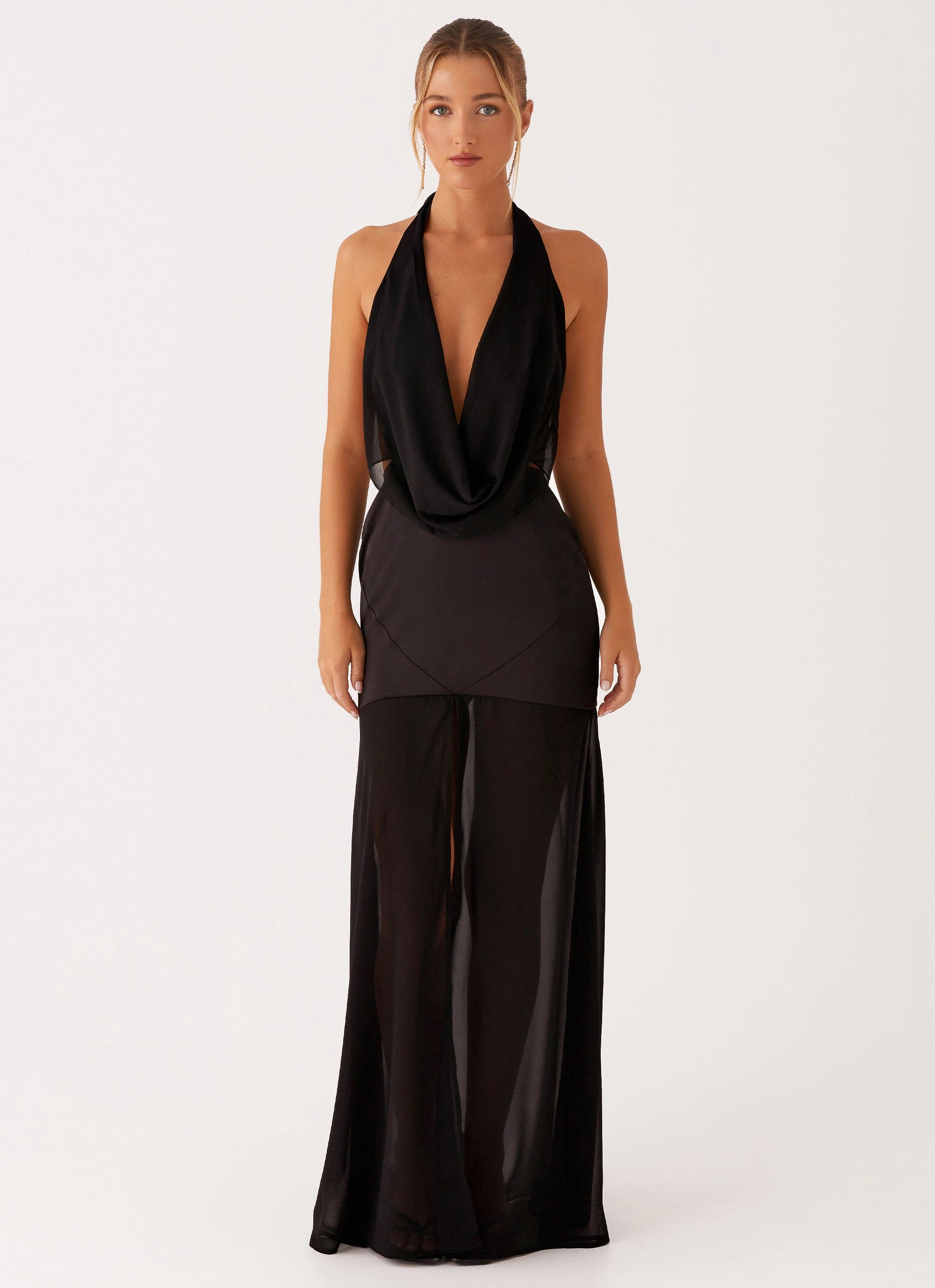 Fenella Maxi Dress - Black Golden Scene Smart Tones