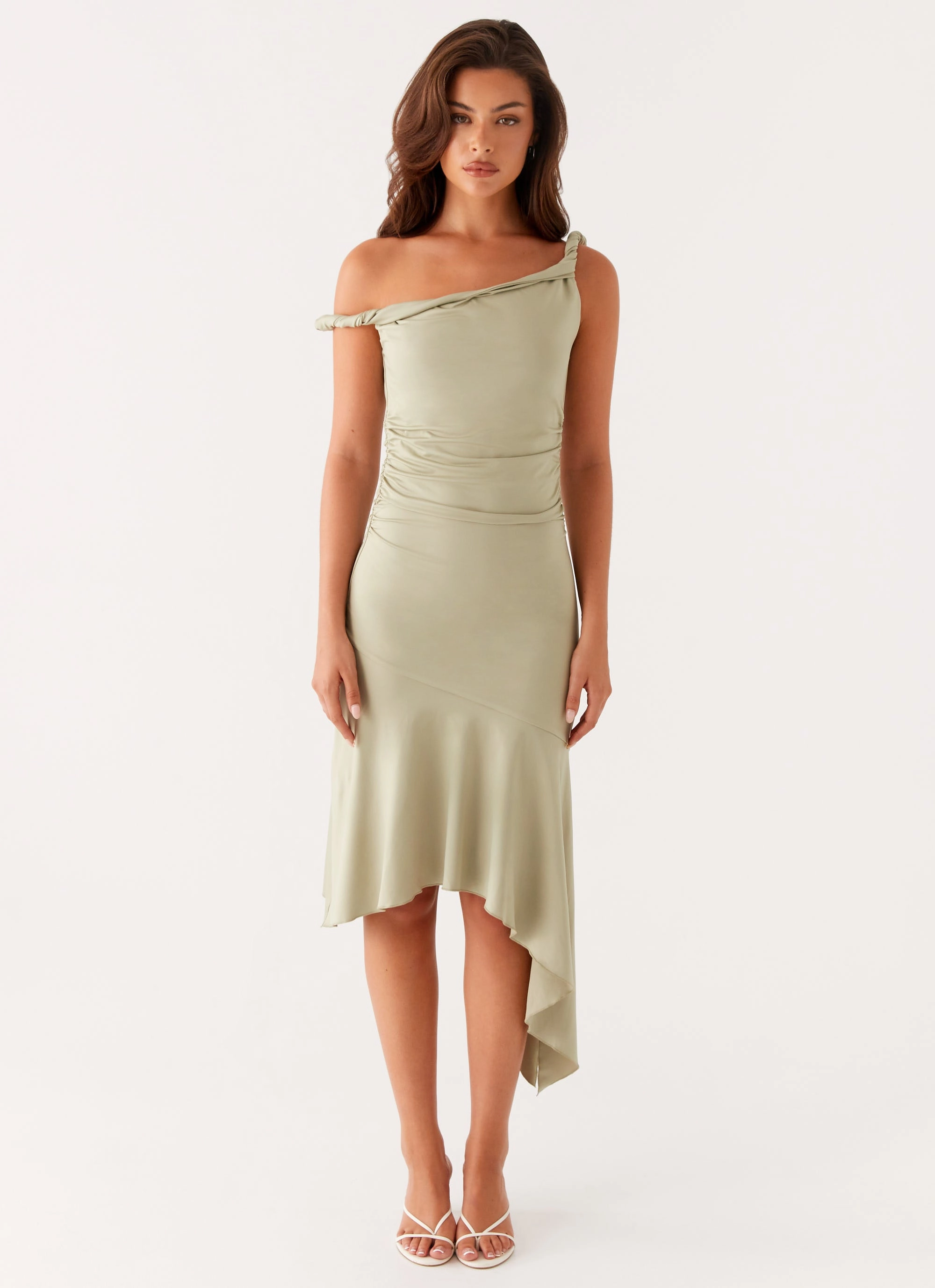 Dainty Finish Breathable wear Huntah Midi Dress - Sage