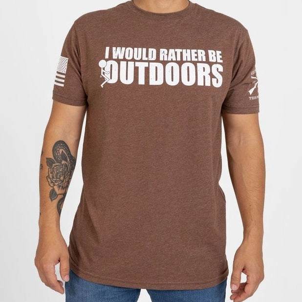 Chilly Weather Style OdorResistant I Would Rather T-Shirt - Heather Brown
