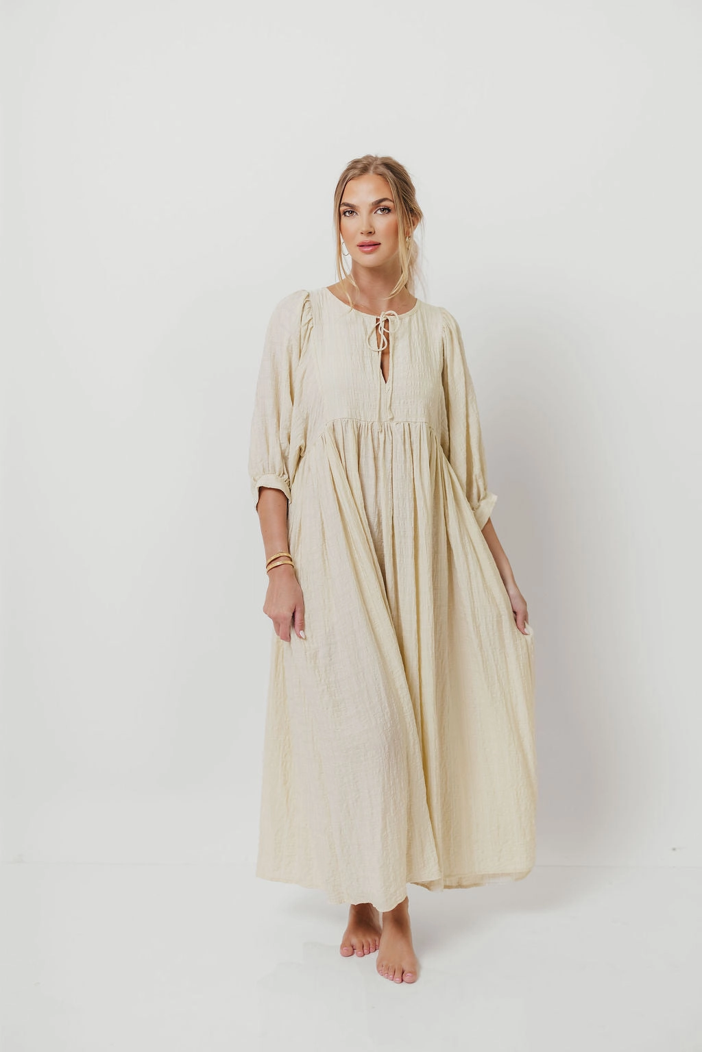 Nadia Soft Horizon Maxi Dress in Natural Casual Wear Statement-Piece
