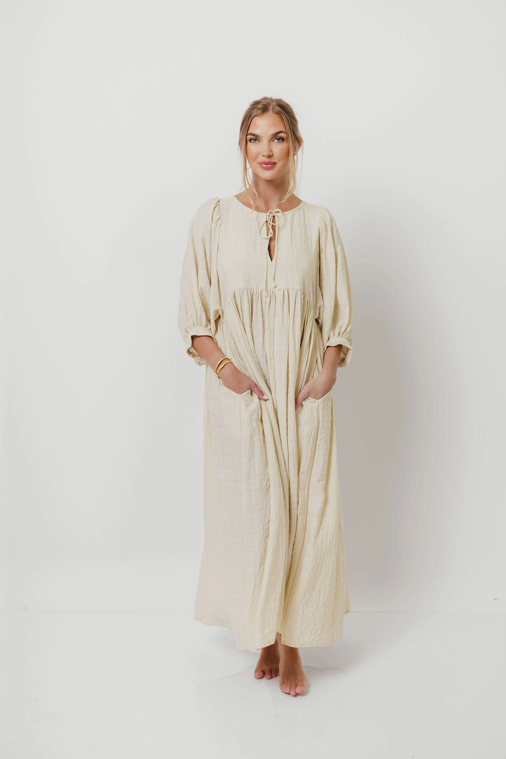 Nadia Soft Horizon Maxi Dress in Natural Office Fit Night Out