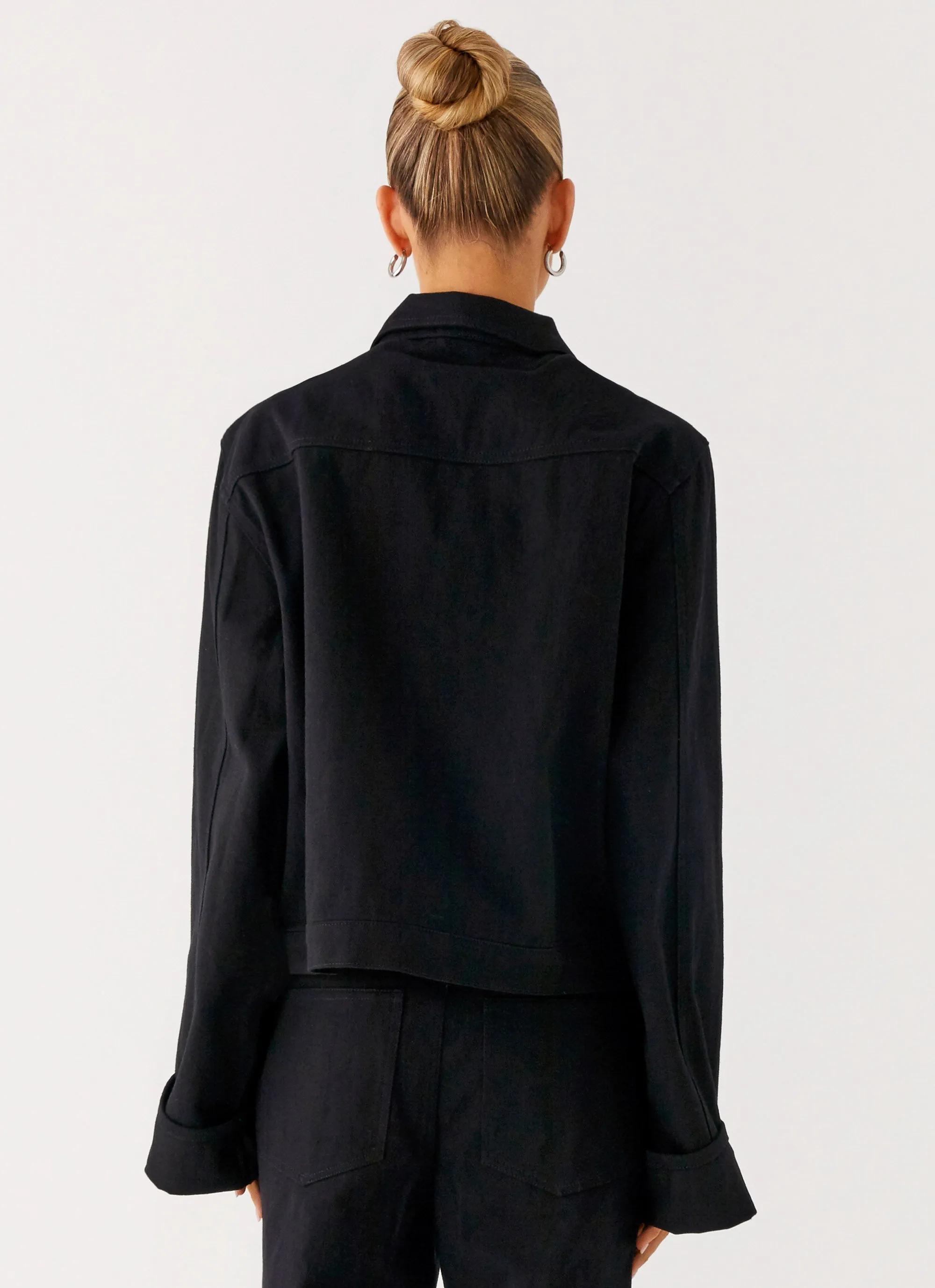 Generic Back Again Oversized Denim Jacket - Black