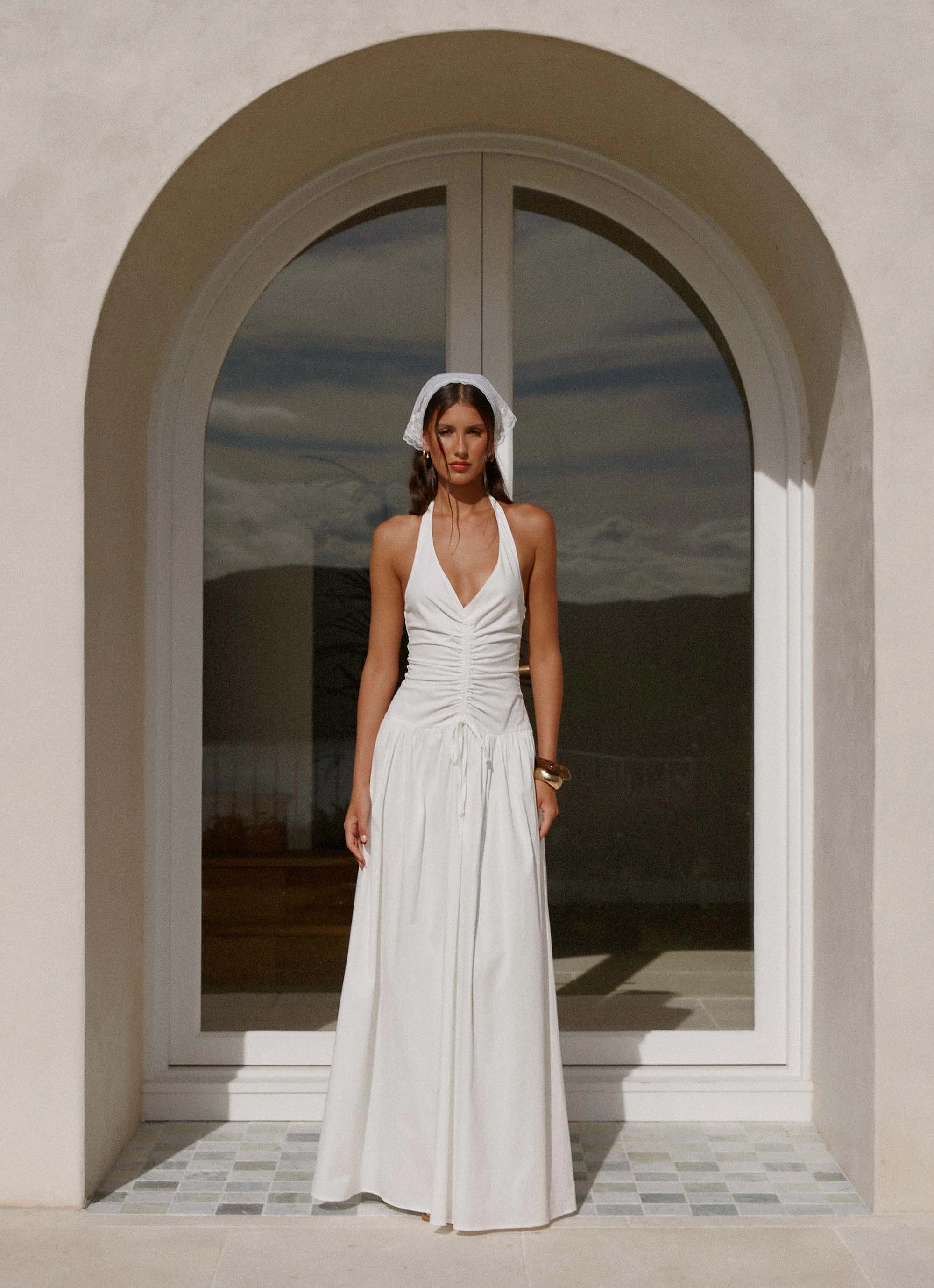 Narnie Maxi Dress - Ivory Decorative-Design Breathable Layering