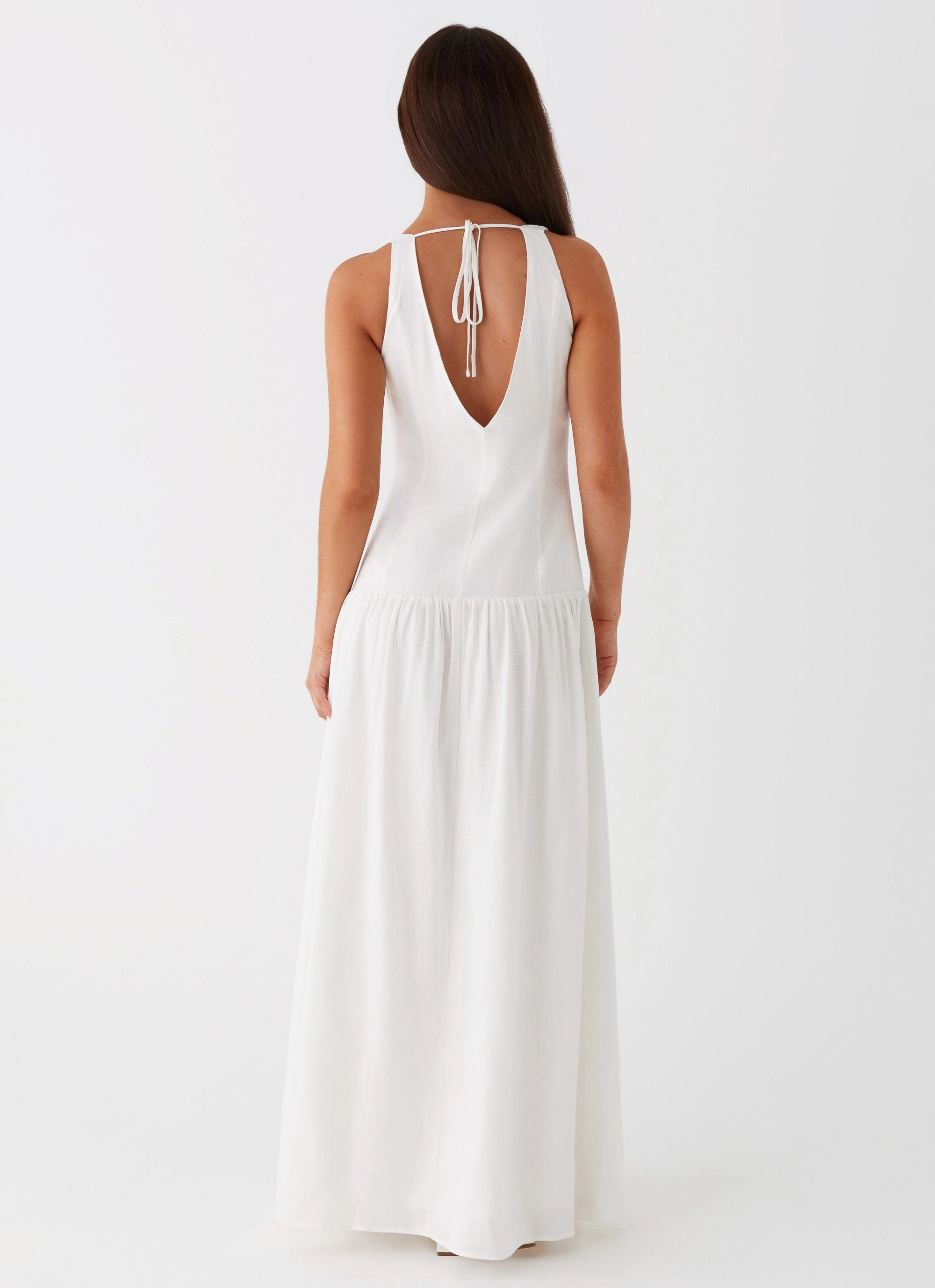 Meggie Linen Maxi Dress - White Calm Finish