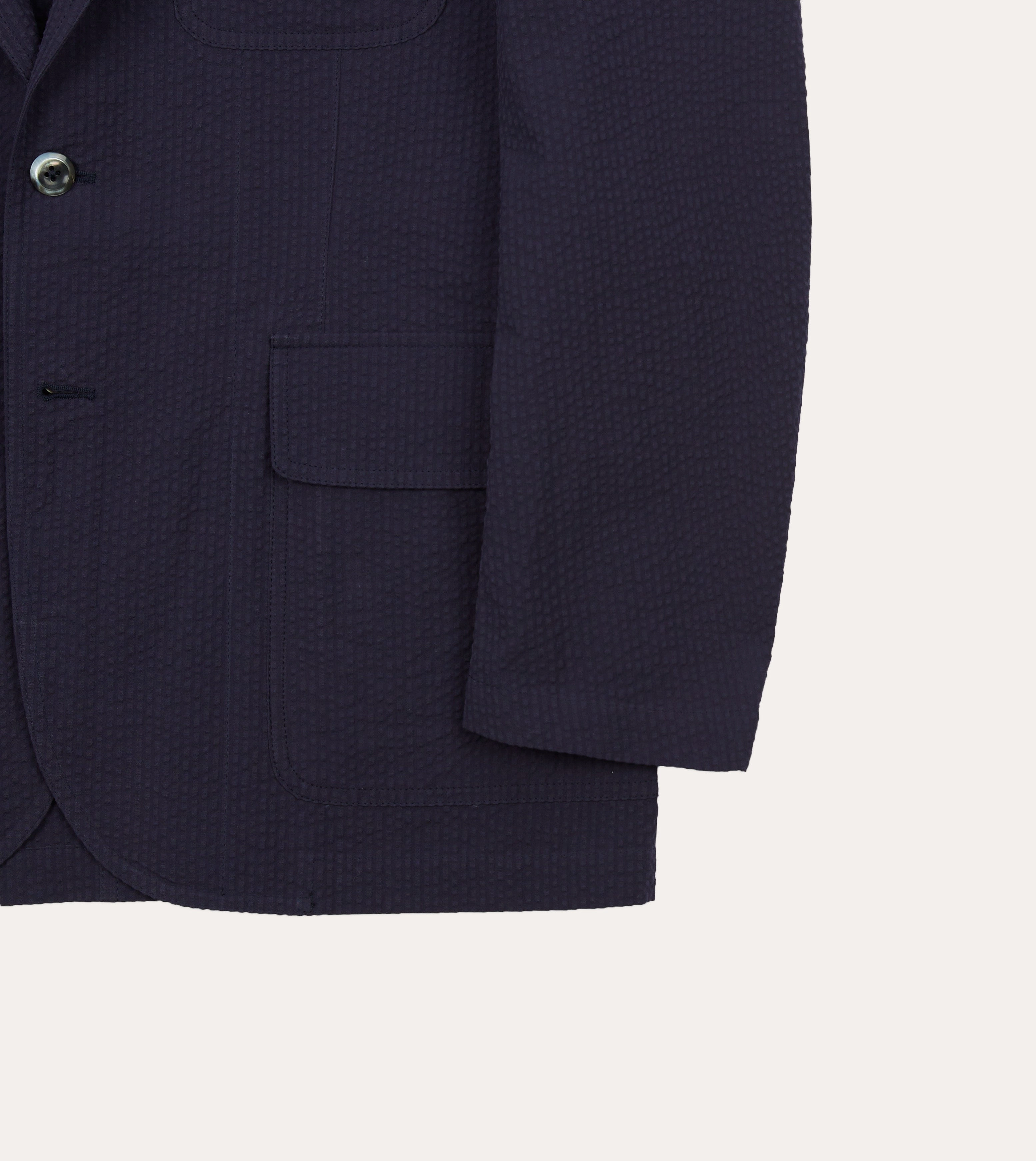 Sleek Cut Minimalist Comfort Navy Seersucker Games Blazer Mk. I