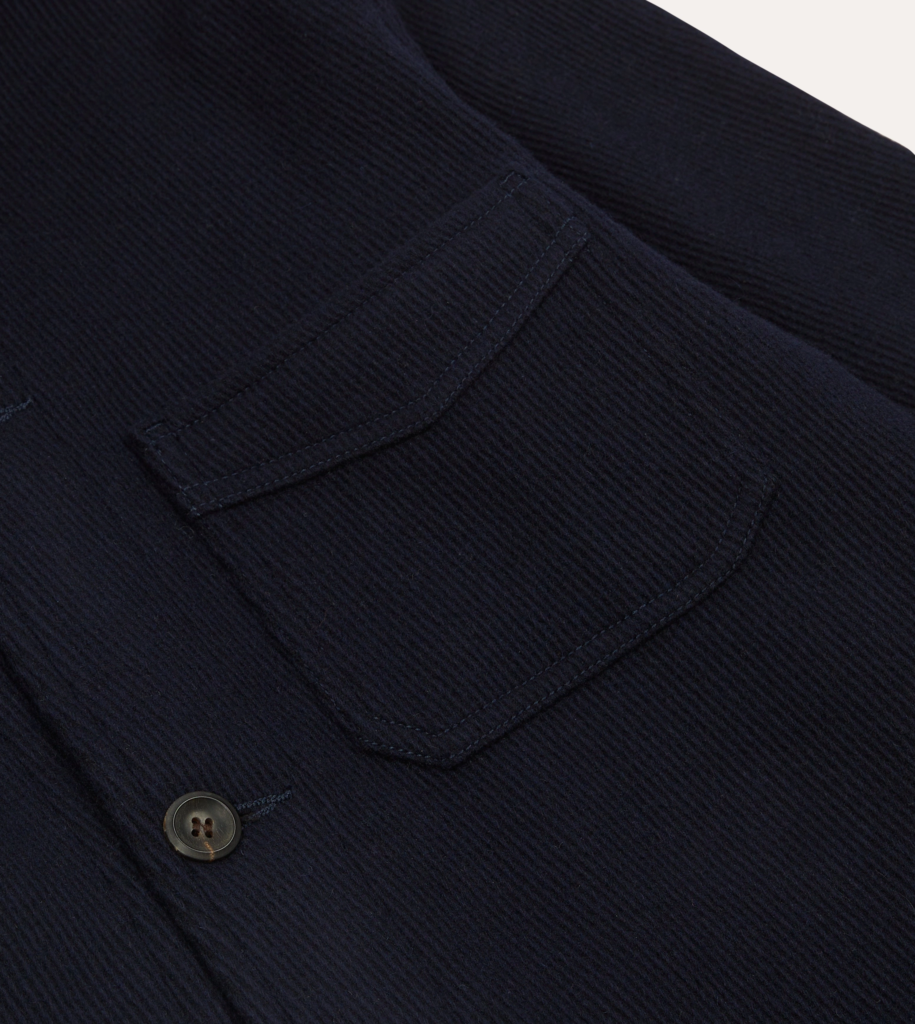 Hold Seamless Edging Navy Wool Five-Pocket Chore Jacket