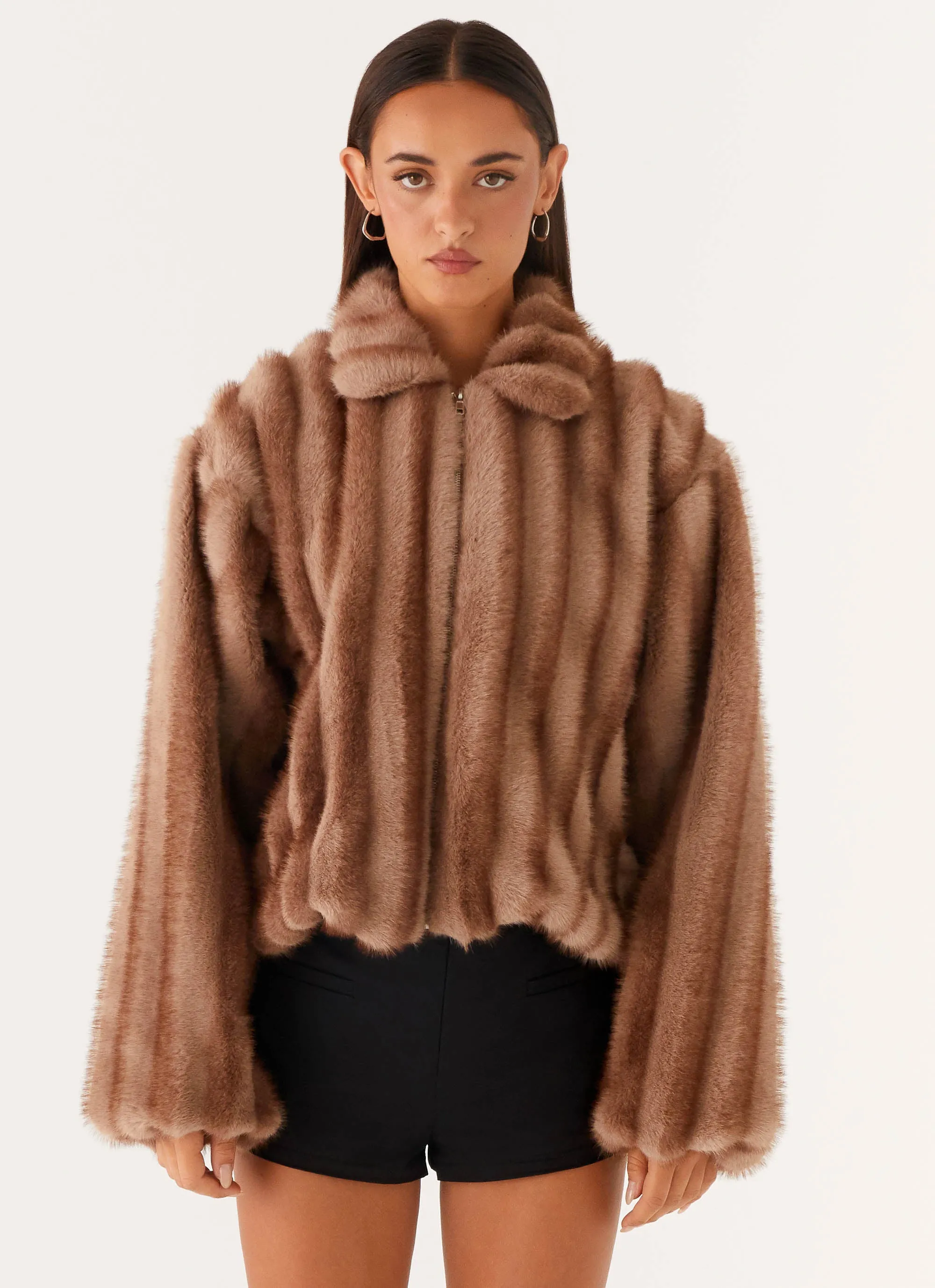 Naylor Faux Fur Jacket - Brown Layered Protection Comfort Focused Design