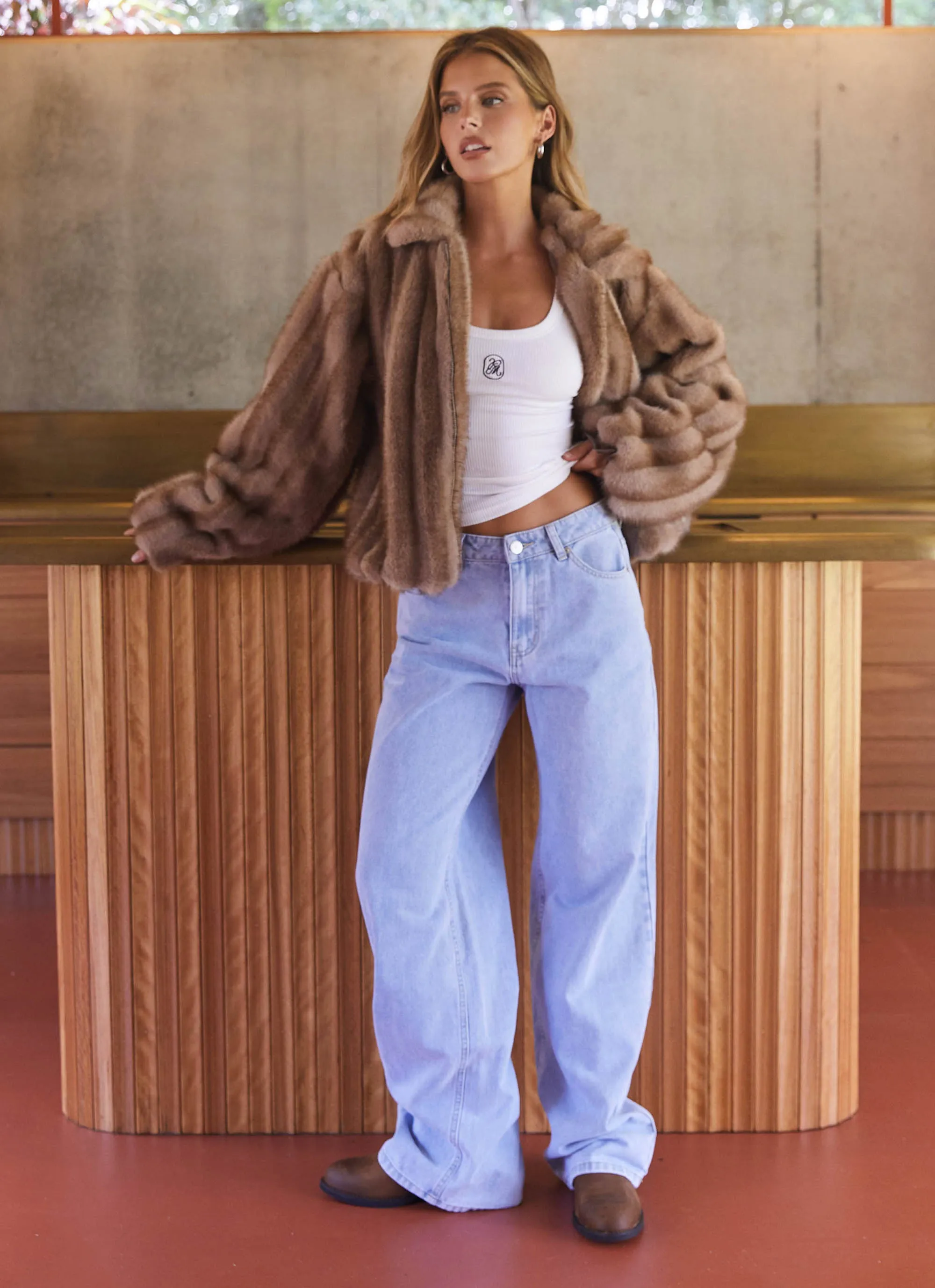 Naylor Faux Fur Jacket - Brown Spectacles