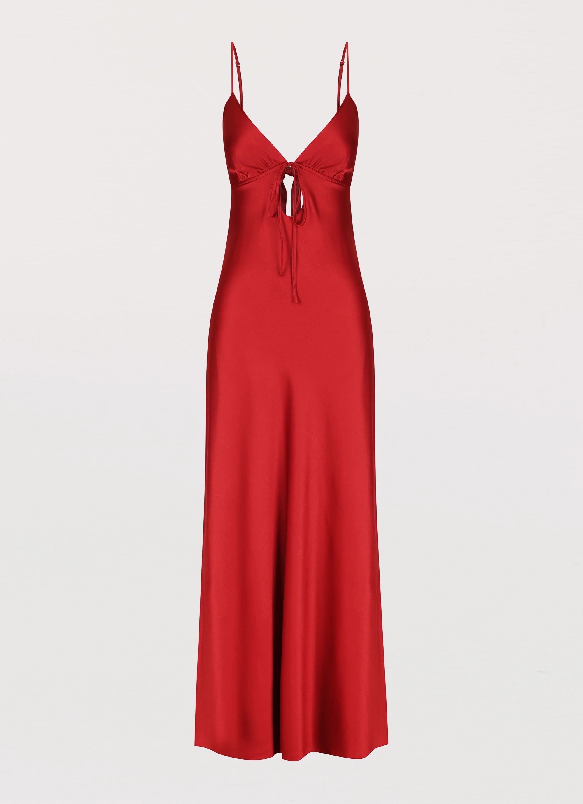 Flora Satin Maxi Dress - Cherry Limited-Edition Smooth Detail