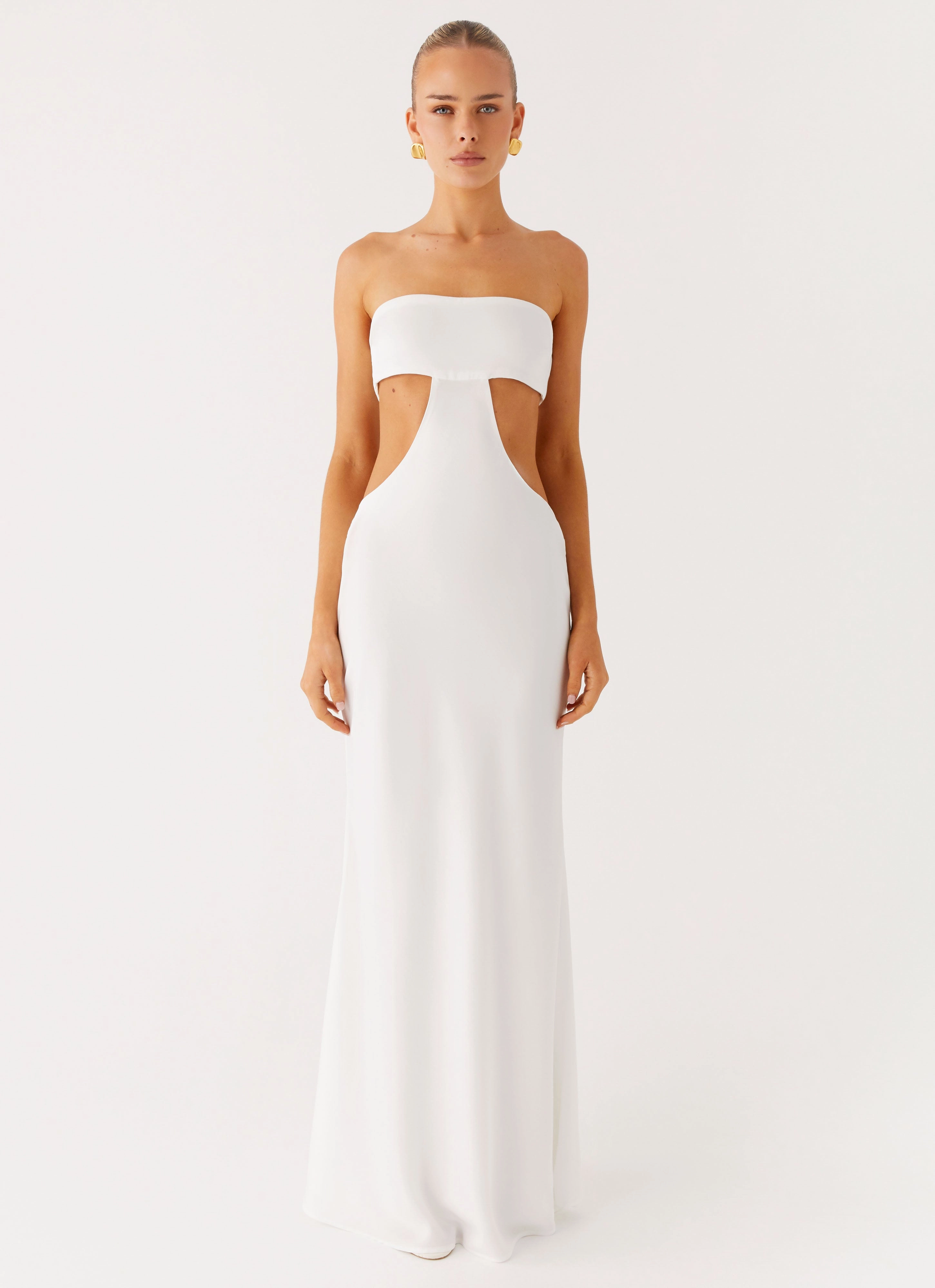 Kiss Me Cut Out Maxi - Ivory Light Outfit