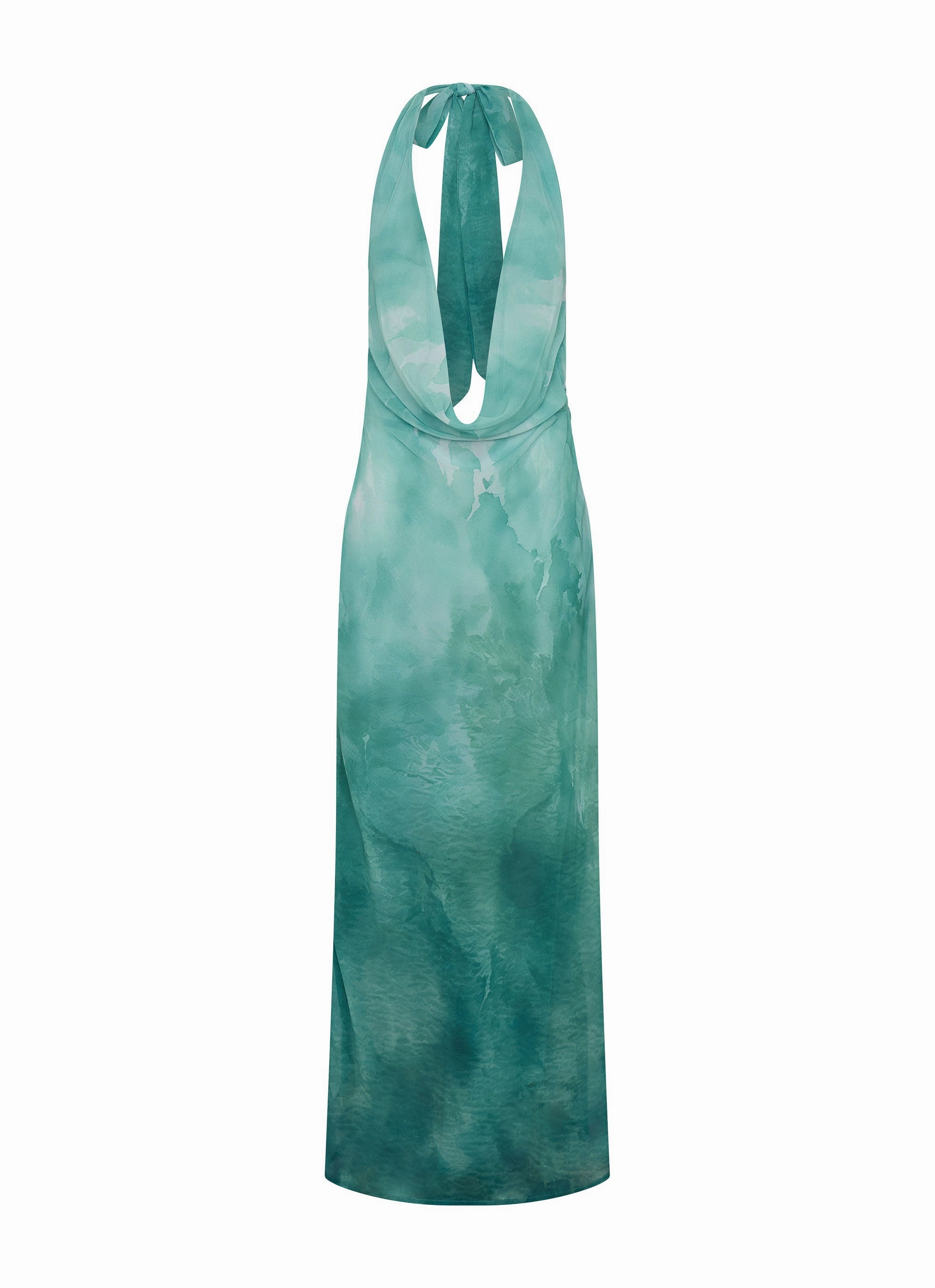 Chill Wear Nerissa Cowl Neck Maxi Dress - Green Tie Dye
