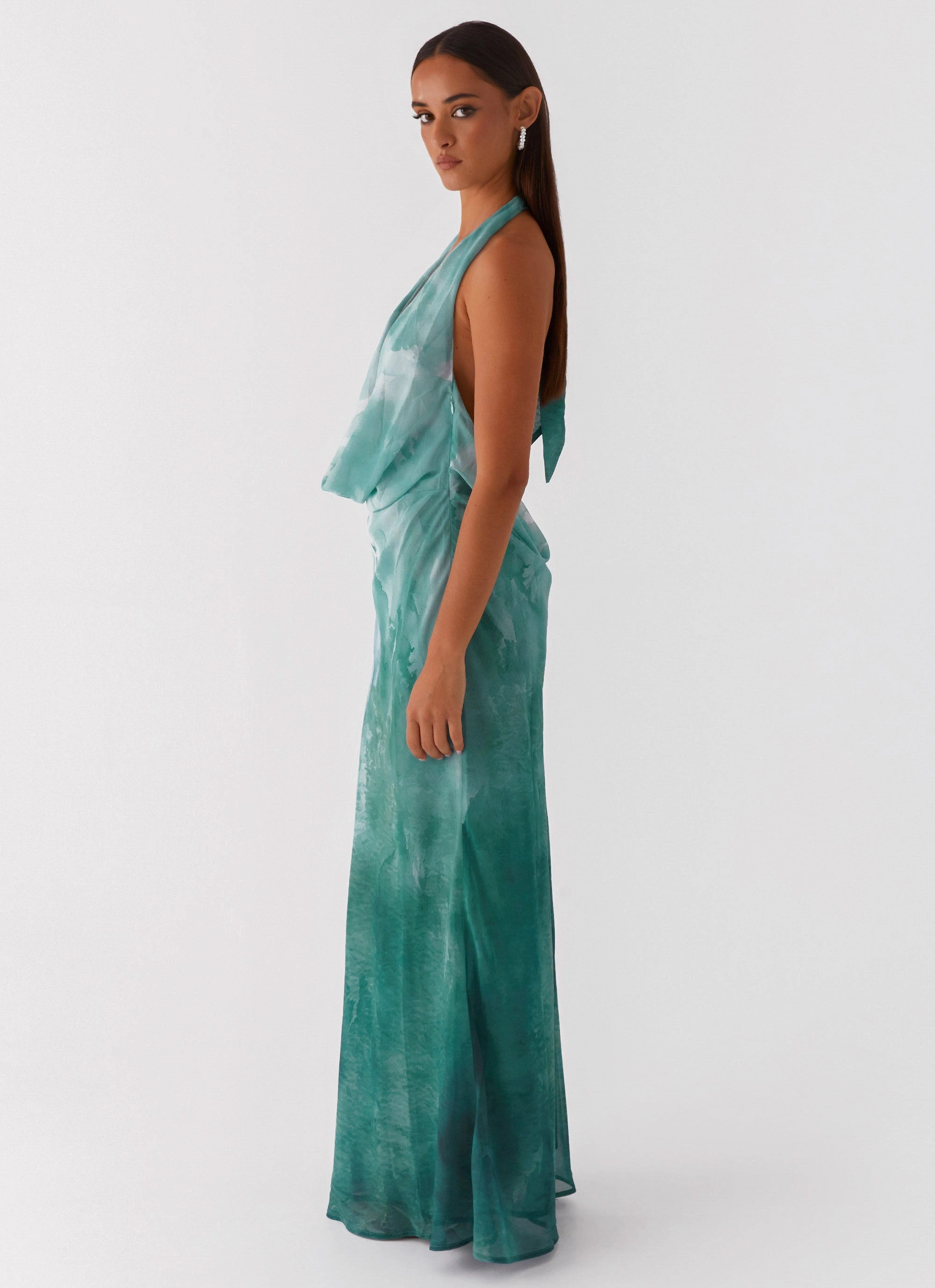 Chill Friendly Nerissa Cowl Neck Maxi Dress - Green Tie Dye