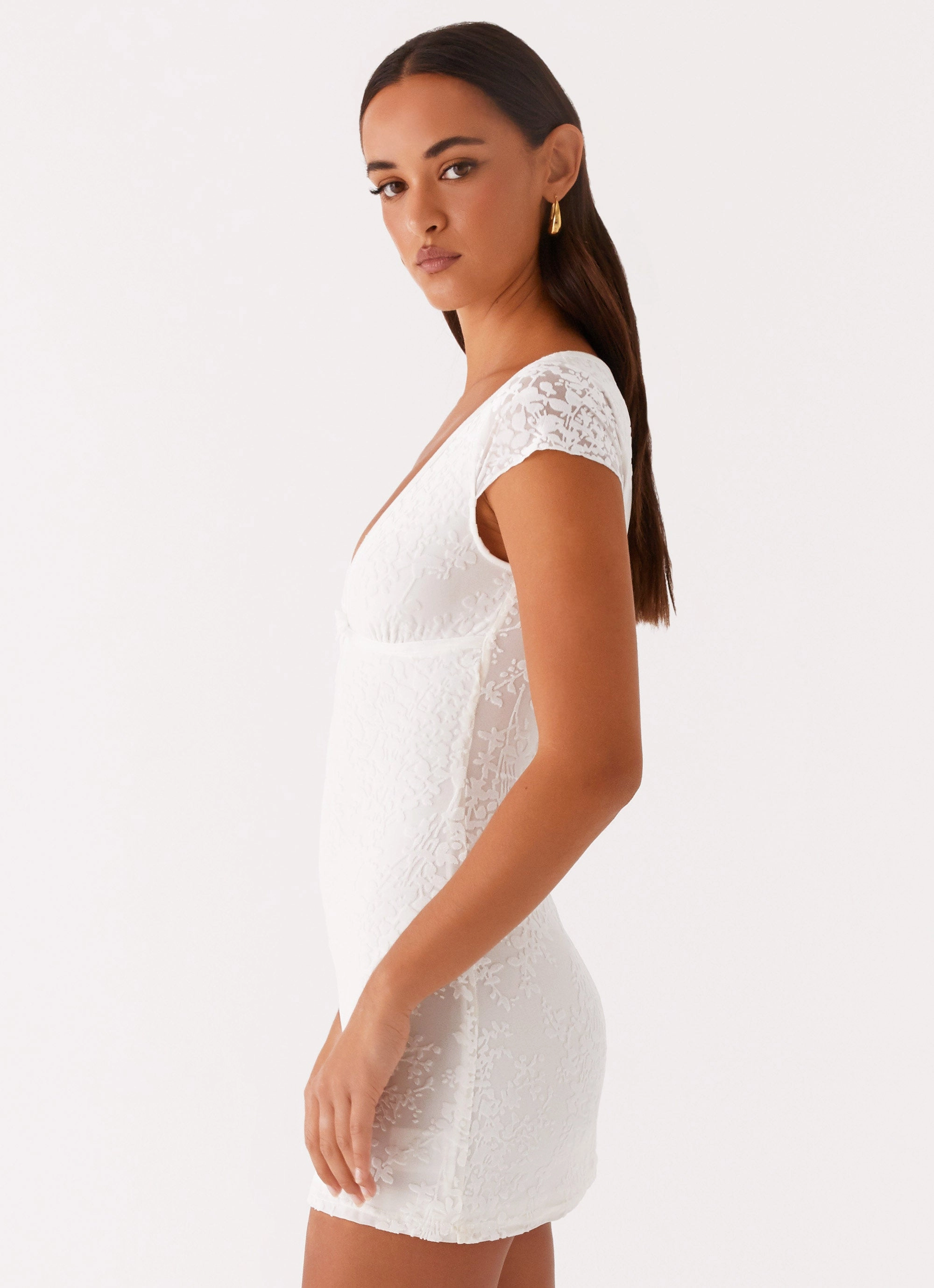 bold appearance Nessa Mesh Mini Dress - White