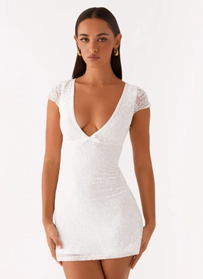 Nessa Mesh Mini Dress - White Noble Glow