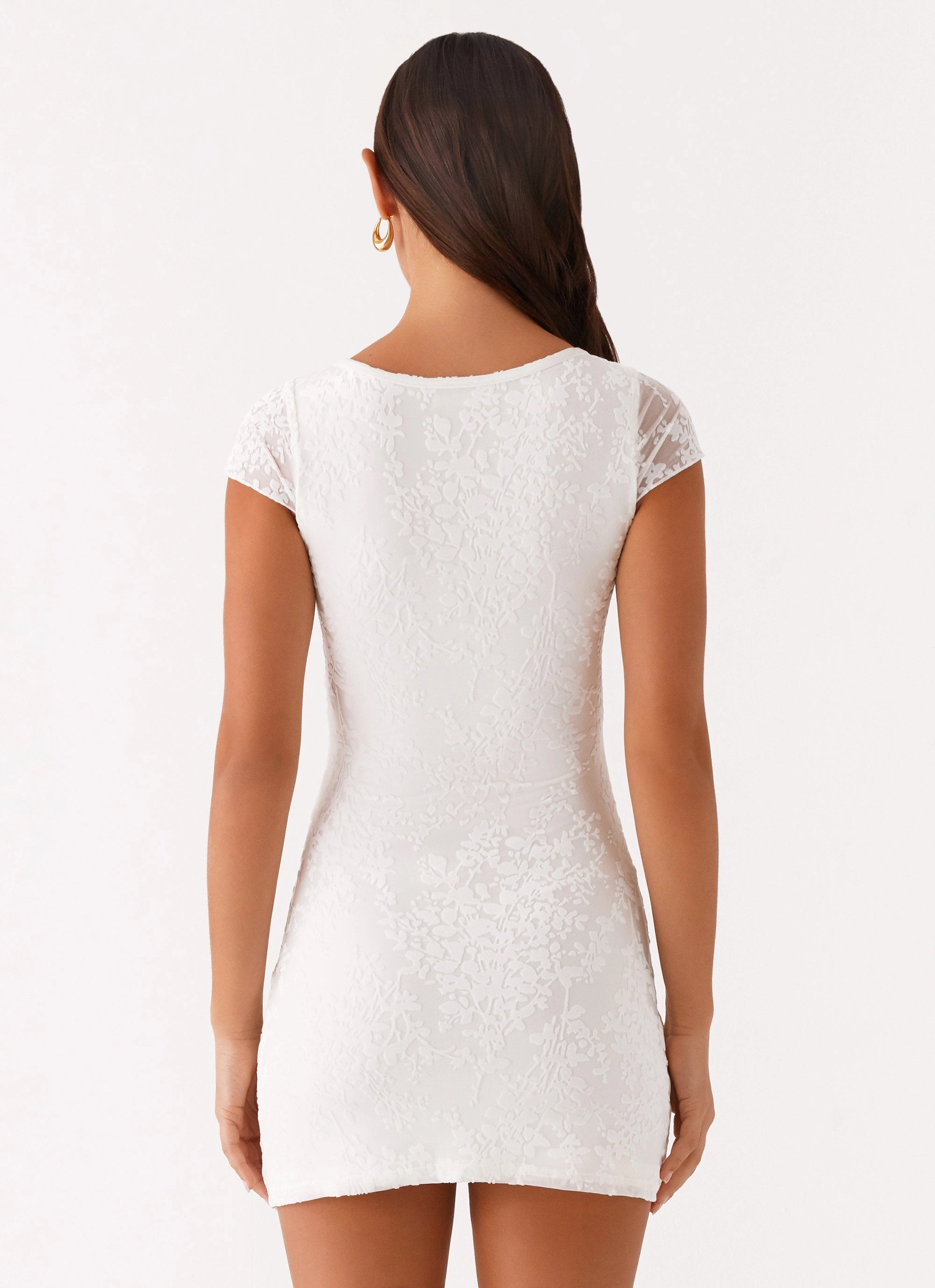 Cut-Out-Detail Nessa Mesh Mini Dress - White